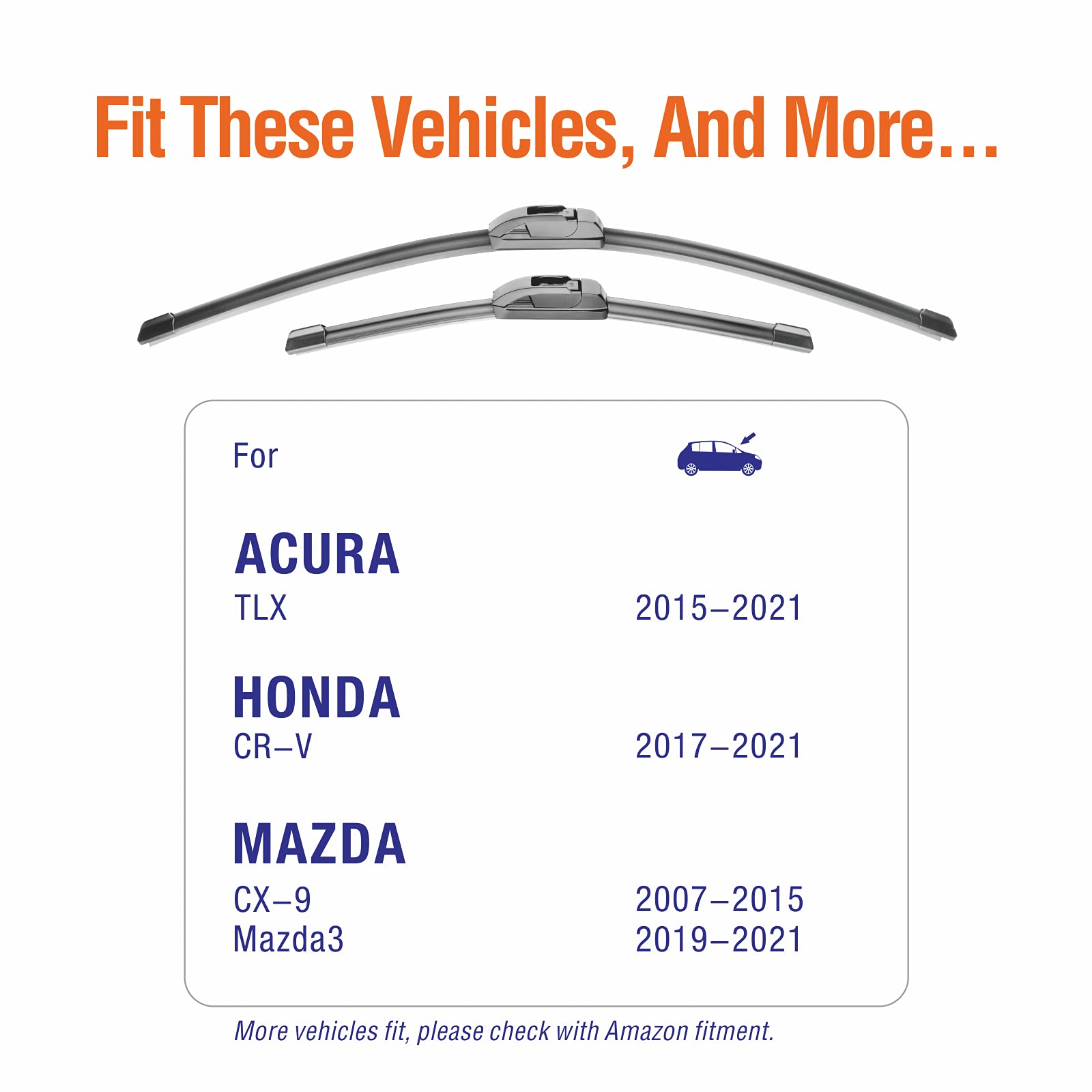 Wowiper Wiper Blades 26'' + 17'' Automotive Replacement Windshield Wiper Blades For My Car Premium All-Seasons Oe Quality Wipers