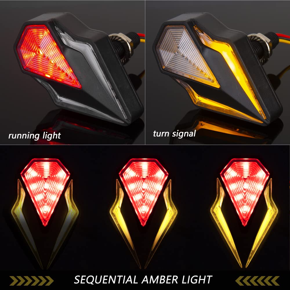 Flush Mount Turn Signals Motorcycle Led Sequential Blinkers 3 Wire Front Indicators Compatible With Yamaha Yzf R1 R3 R6 R6S Fj 09 Fz Mt 07 09 Honda Kawasaki Suzuki Bmw(Red&Amber)