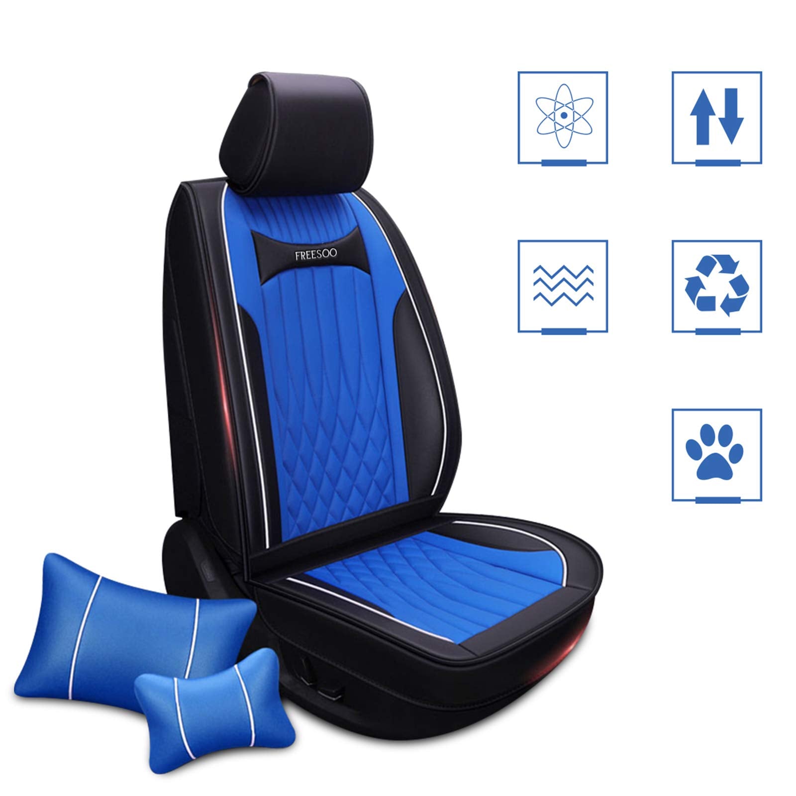Freesoo Car Seat Cover Leather, Waterproof Seat Covers Full Set Automotive Cushion Universal Fit 5 Seats Sedan Suv Pick-Up Truck
