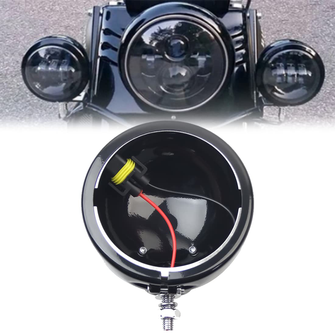 Sktyants 4.5 Inch Housing Bracket Mount Ring Bracket For Fog Passing Light Lamp Motorcycle Touring Electra (Black)