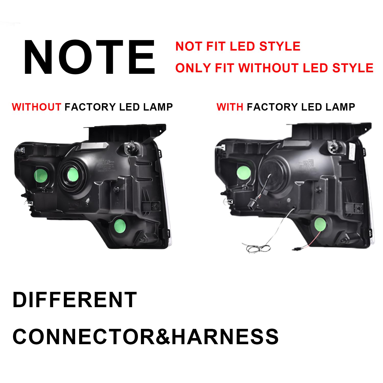 Pit66 Headlight Assembly Compatible With 09-14 Ford F150 2009-2014, Left And Right Driver & Passenger Halogen Headlamp (Basic St