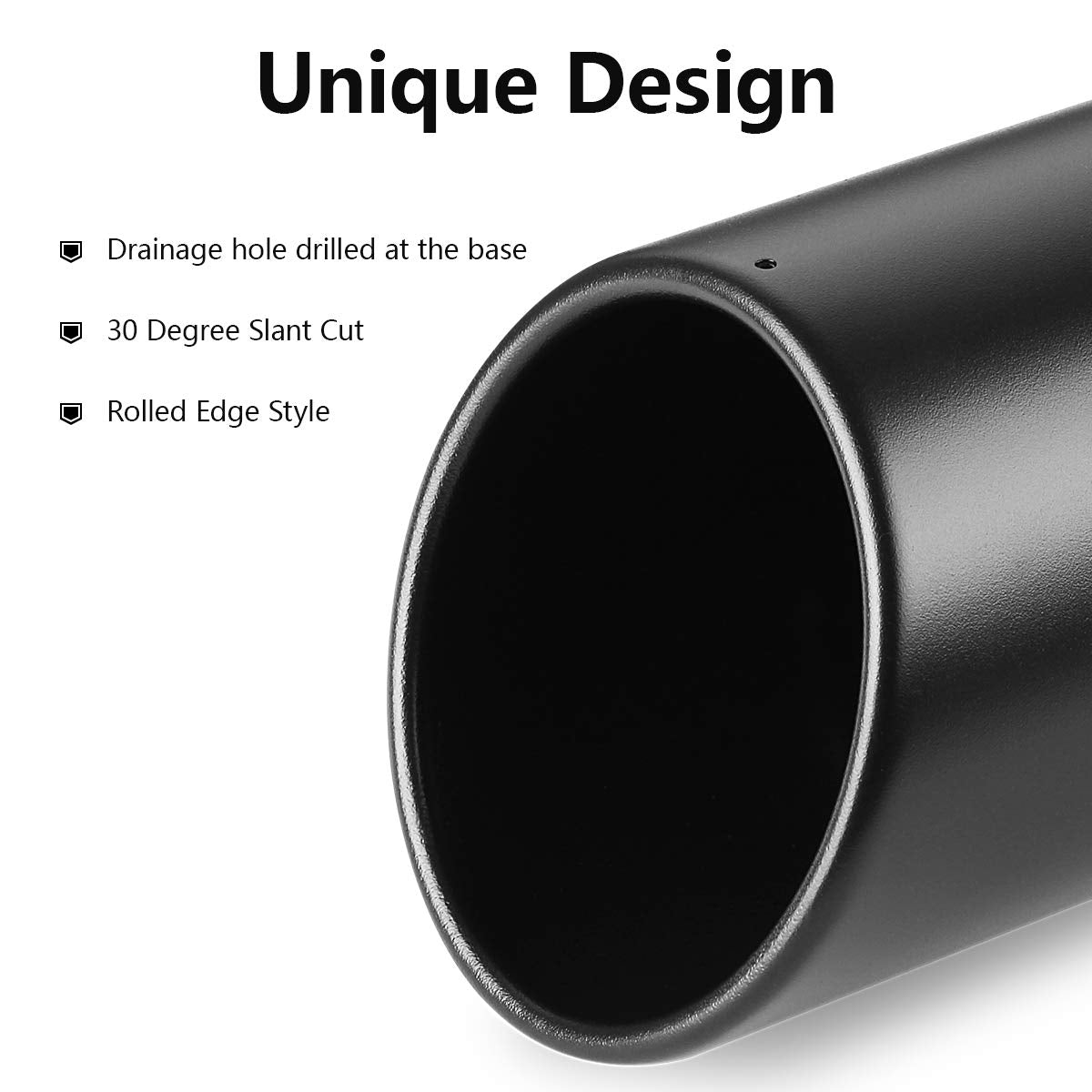 A-Karck Exhaust Tip 3 Inch Inlet, 3'' Inlet 4'' Outlet 12'' Overall Length Clamp On Muffler Tip For Truck Tailpipe, Rolled Angle