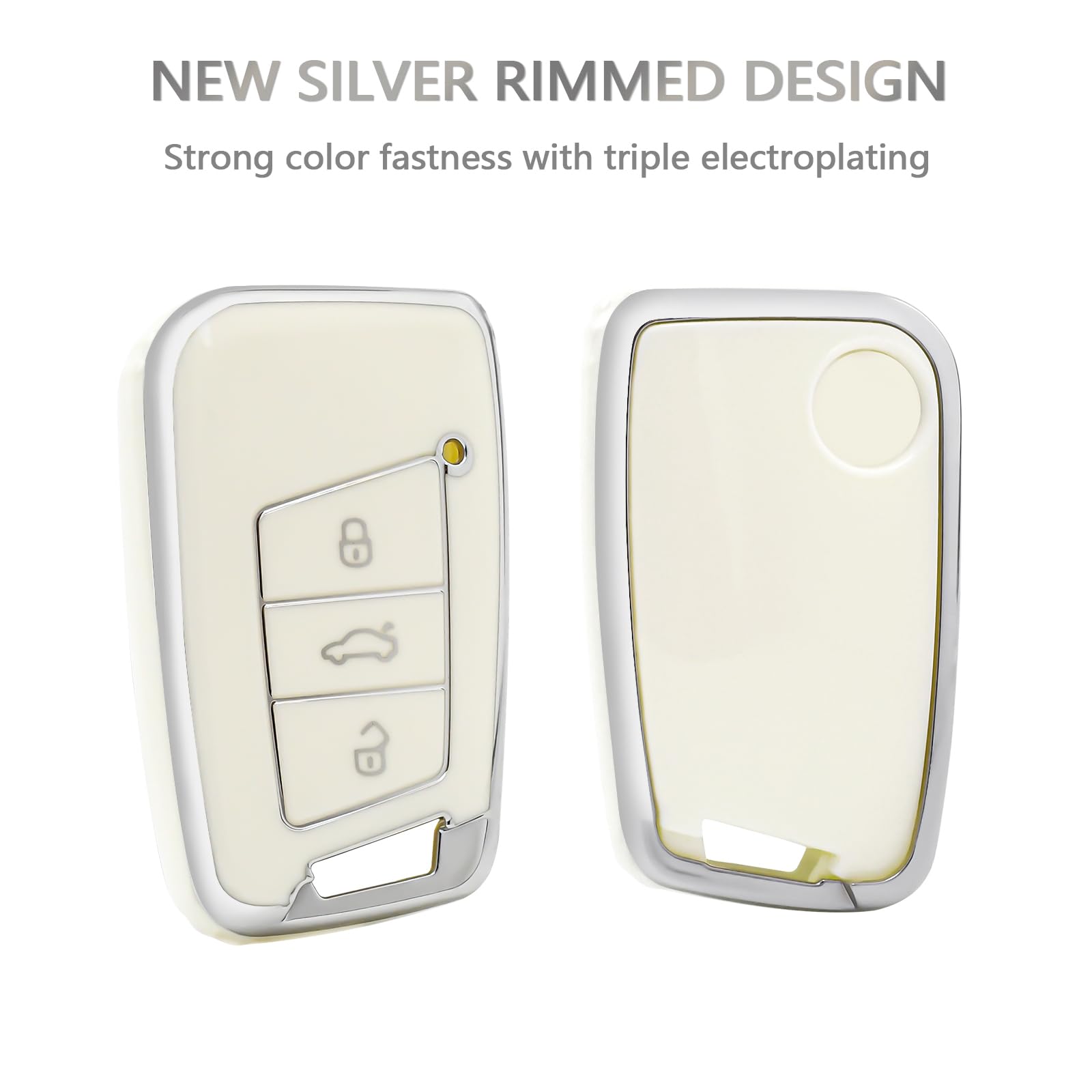 OFFCURVE Key Fob Cover with Keychain for Volkswagen Special Key Fob Case Cover Holder for 2018-2022 VW Atlas Golf Alltrack Atlas