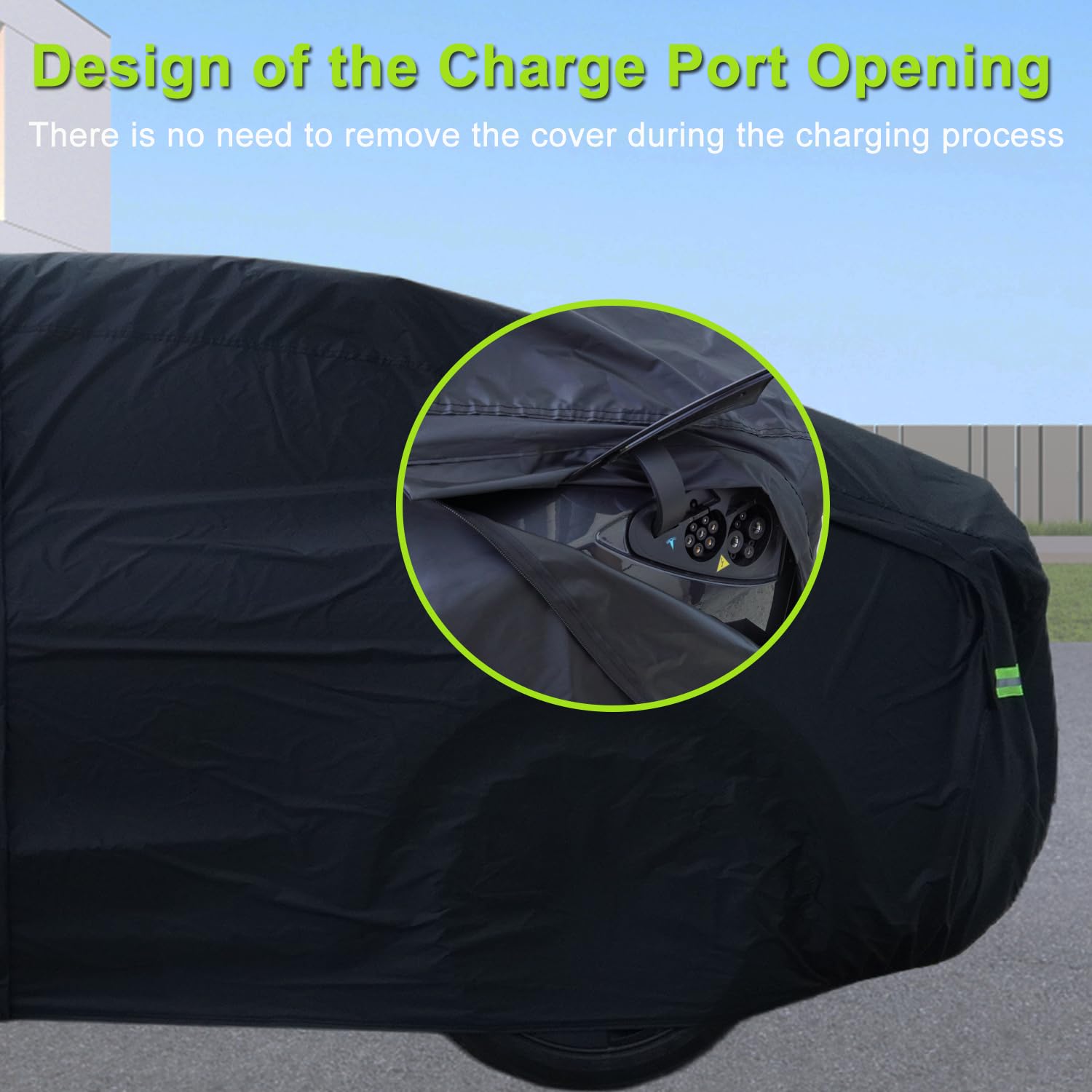 Morhept Car Cover For Tesla Model 3, Custom Fit Waterproof All Weather Full Exterior Cover Rain Snow Uv Protection With Door Zip