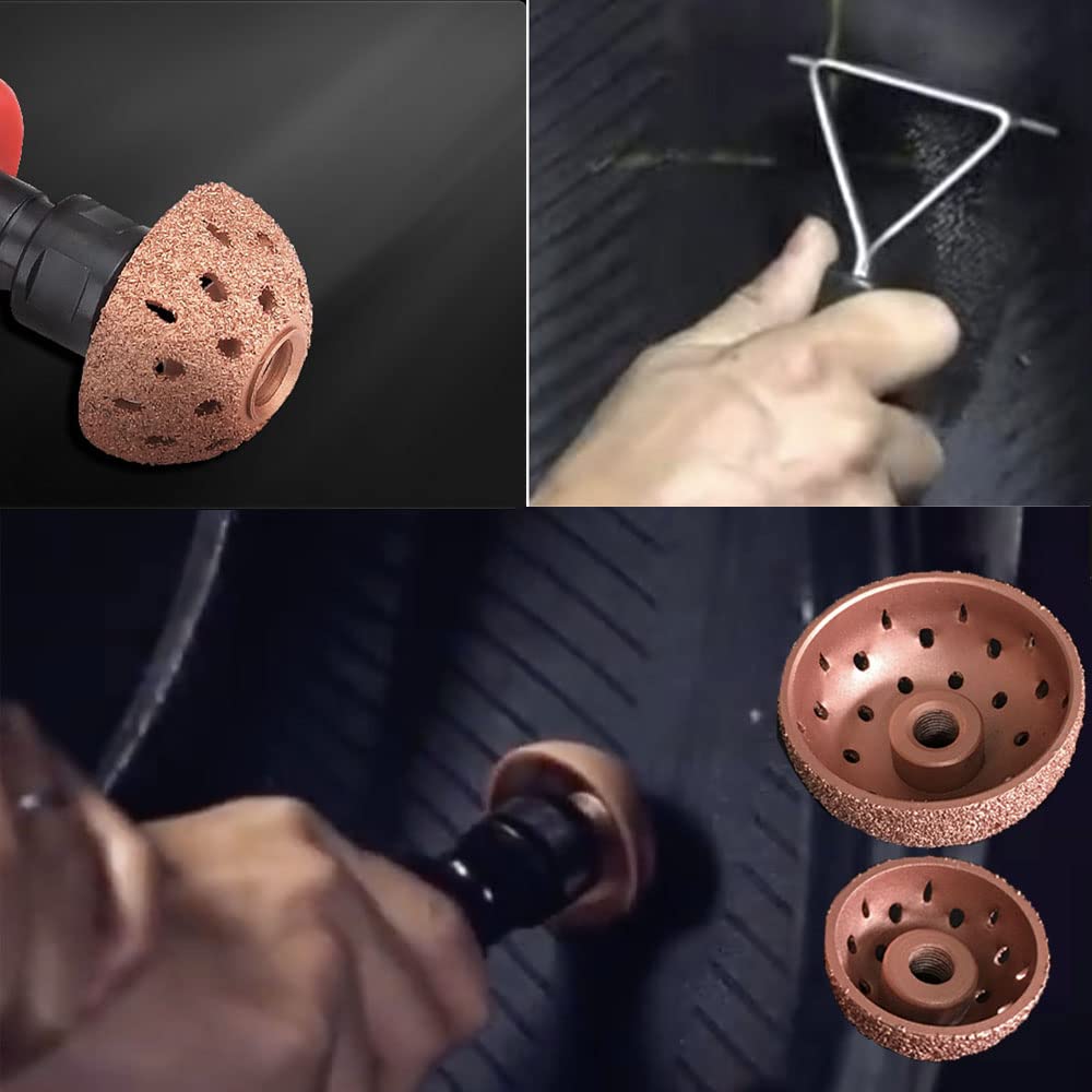 Ausfyyam Tire Repair Patch Tools Tire Buffing Wheels 42 Mm 55 Mm Tungsten Steel Buffing Wheel With Tire Patch Roller Scraping Cutter For Car Tire Grinding Polishing Accessories Kit