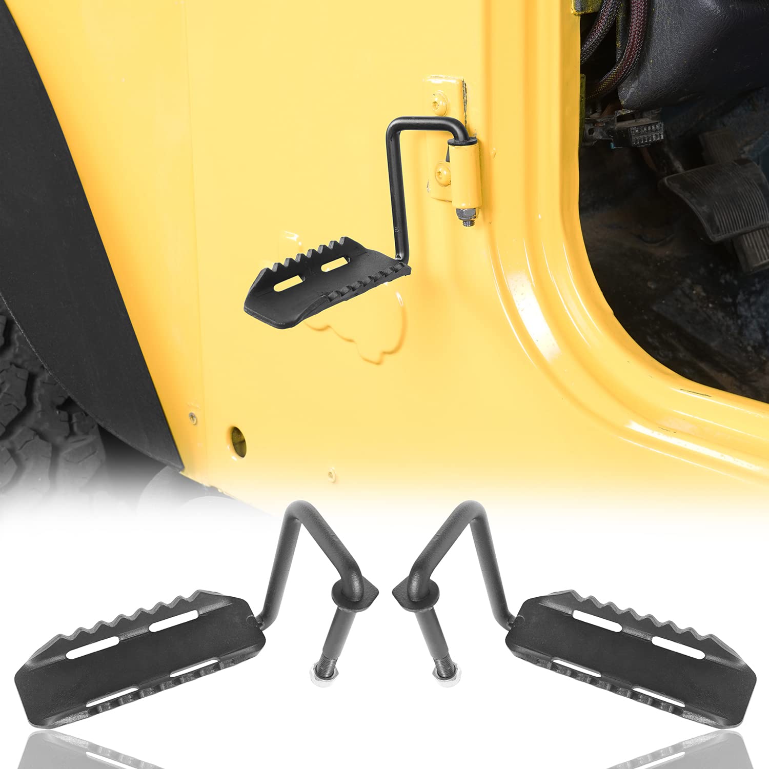 Hooke Road Wrangler Foot Pegs, Door Hinge Foot Rest Compatible With Jeep Tj Wrangler 97-06