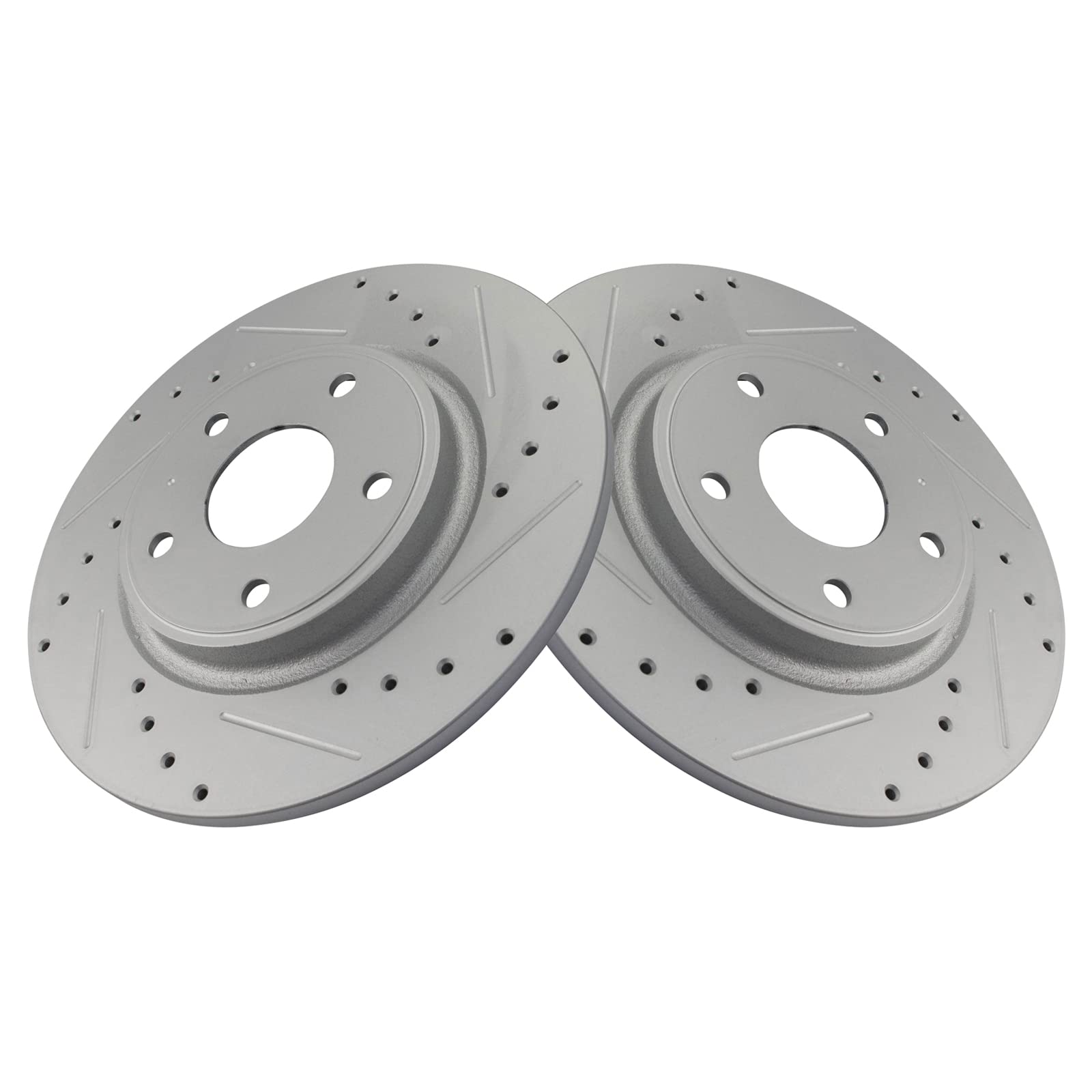 Trq Rear Performance Drilled Slotted G-Coated Disc Brake Rotor Pair Compatible With Chrysler