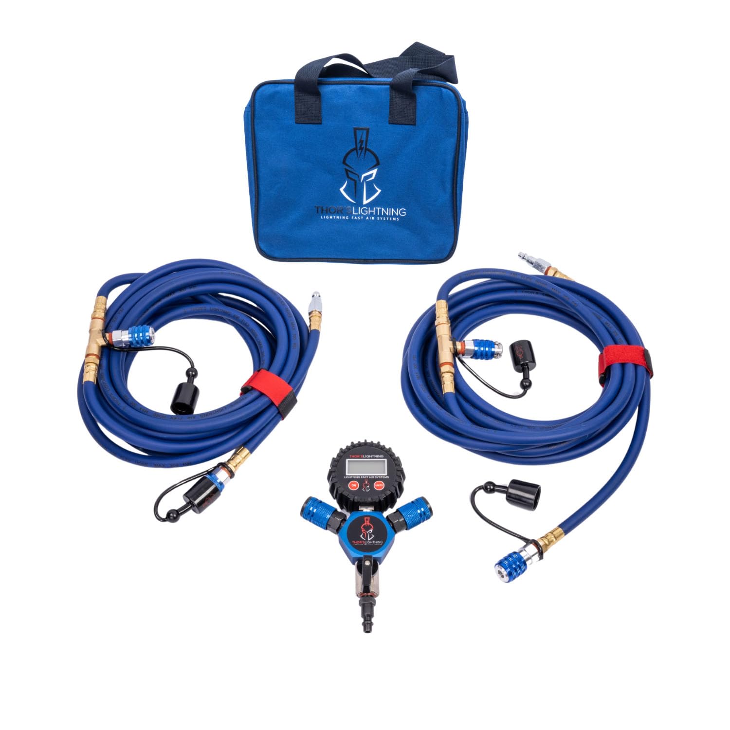 Thor'S Lightning Rapid 4-Tire Inflation/Deflation System, Dynamo Lock-On Air Chucks, High Flow, Candy Blue, Midsize