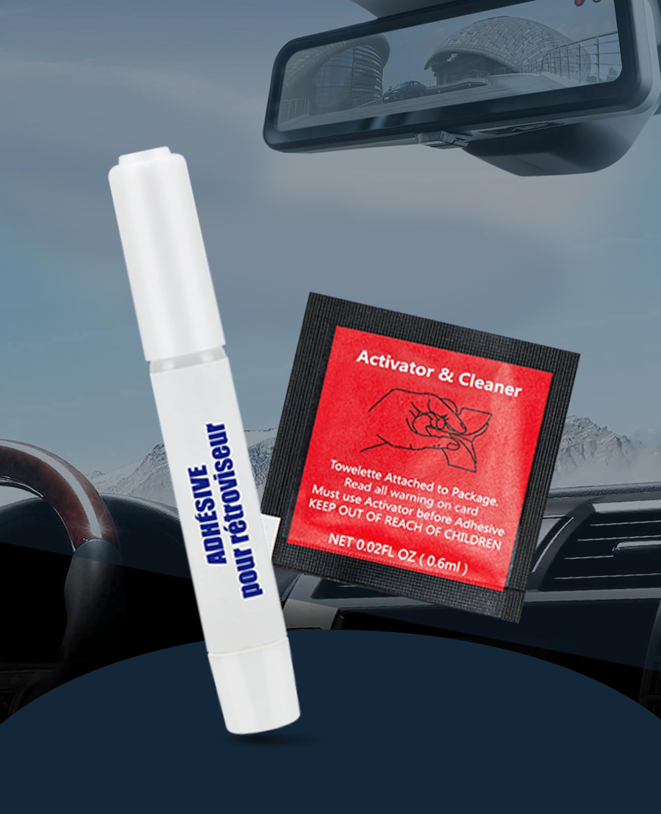 Visbella Rearview Mirror Adhesive Repair Kit Rear View Mirror Glue For Windshield Excellent Bonding For Glass & Metal