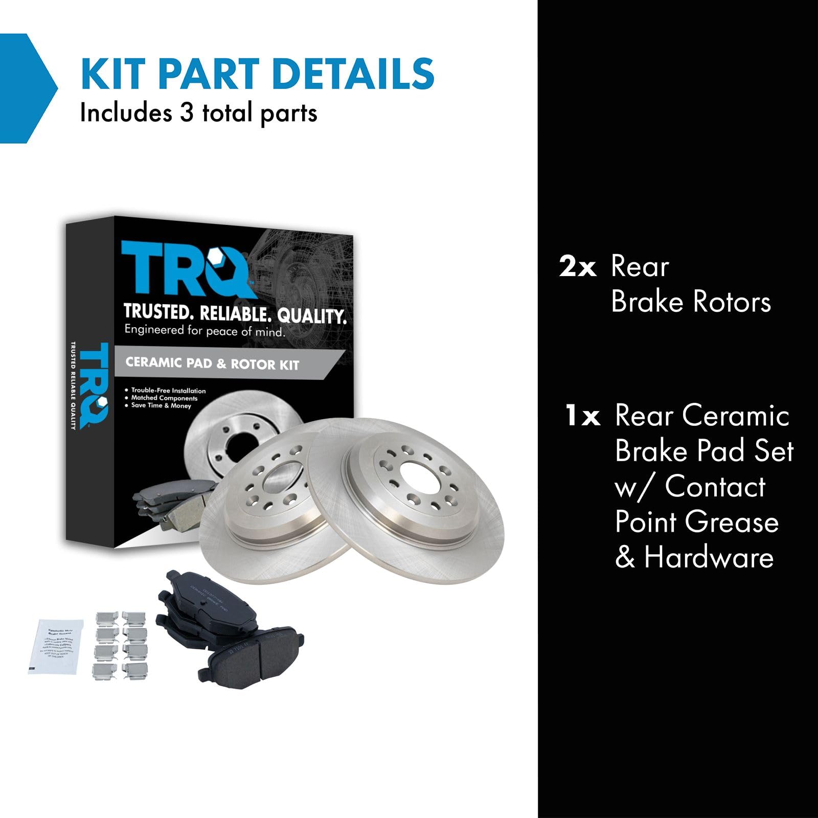 TRQ Rear Brake Pad & Rotor Kit Brake Pads Brake Rotor Ceramic Compatible with 2011-2014 Ford Edge 2011-2019 Explorer 2009-2019 F