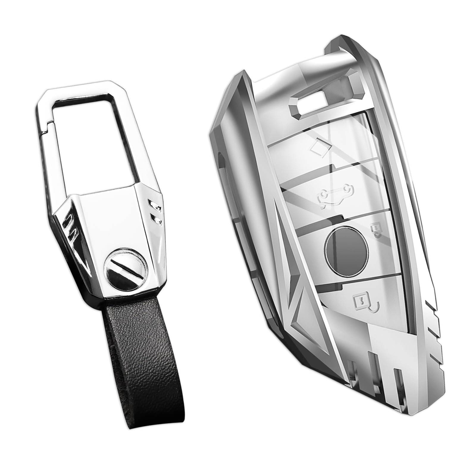 Ocezbiis For Bmw Key Fob Cover,Keychain,Zinc Alloy Protection Car Key Shell Case Compatible With Bmw Holder Smart Remote Keyless