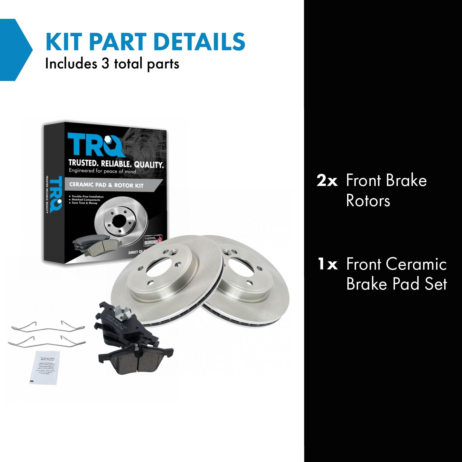 Trq Front Brake Pad & Rotor Kit Brake Pads Brake Rotor Ceramic Compatible With 2002-2006 Mini Cooper