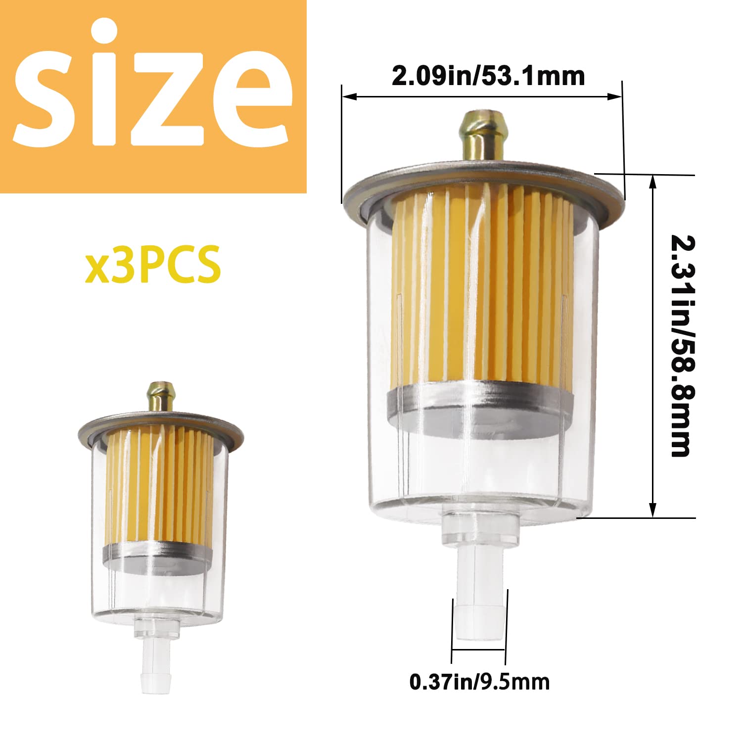 Taiss Gas Inline Fuel Filter, Fits 3/8'' Fuel Line,Widely Used In Cars, Motorcycles, Trucks And Gasoline Powered Engines etc.