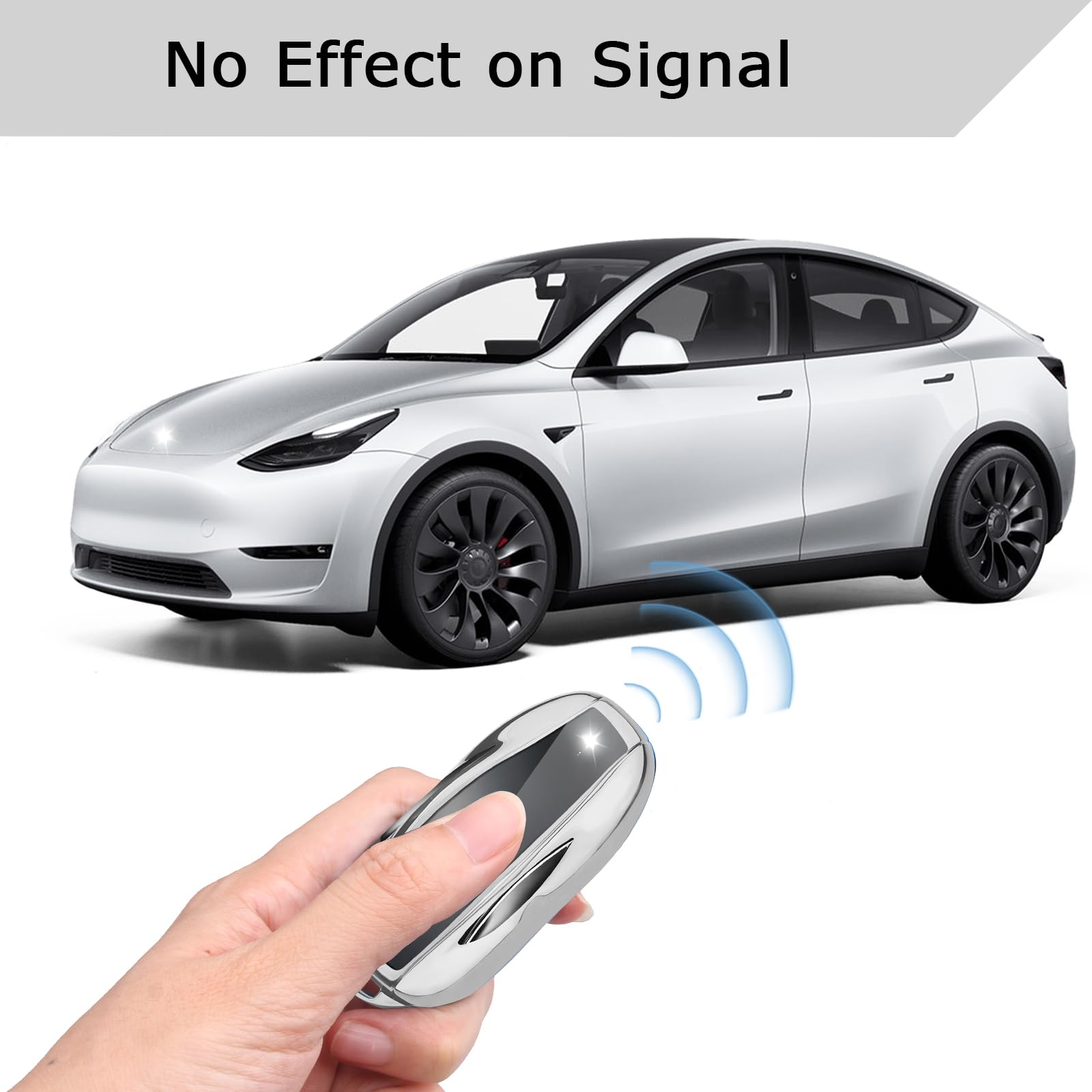 Qbuc For Tesla Key Fob Cover With Keychain Soft Tpu Protection Case Compatible With Tesla Model 3 / Y (Silver)