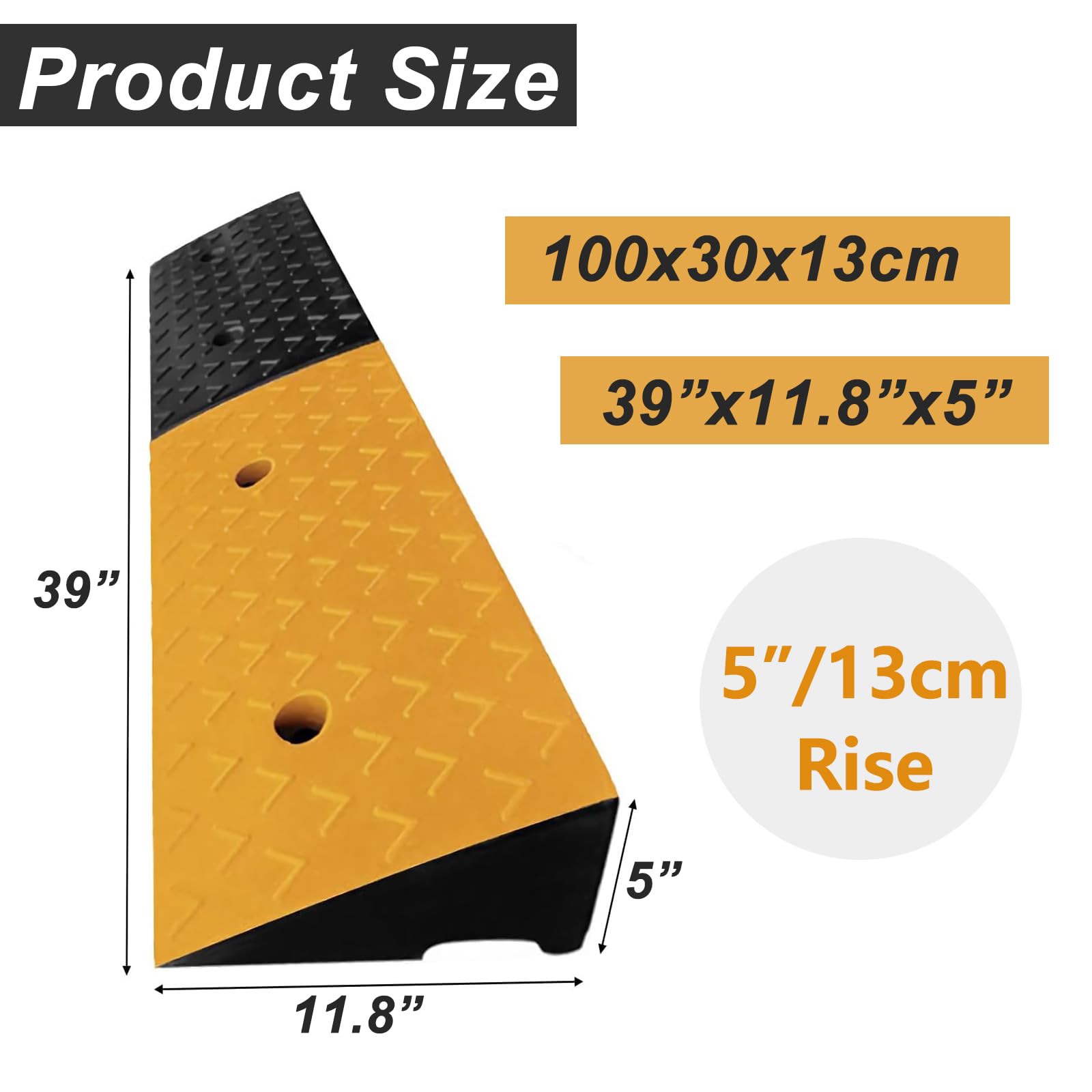 Nisorpa 5 Rubber Curb Ramps 10 Ton Heavy Duty Loading Driveway Ramps with 4 Expansion Screws, Wheelchair Threshold Non-Slip Ra