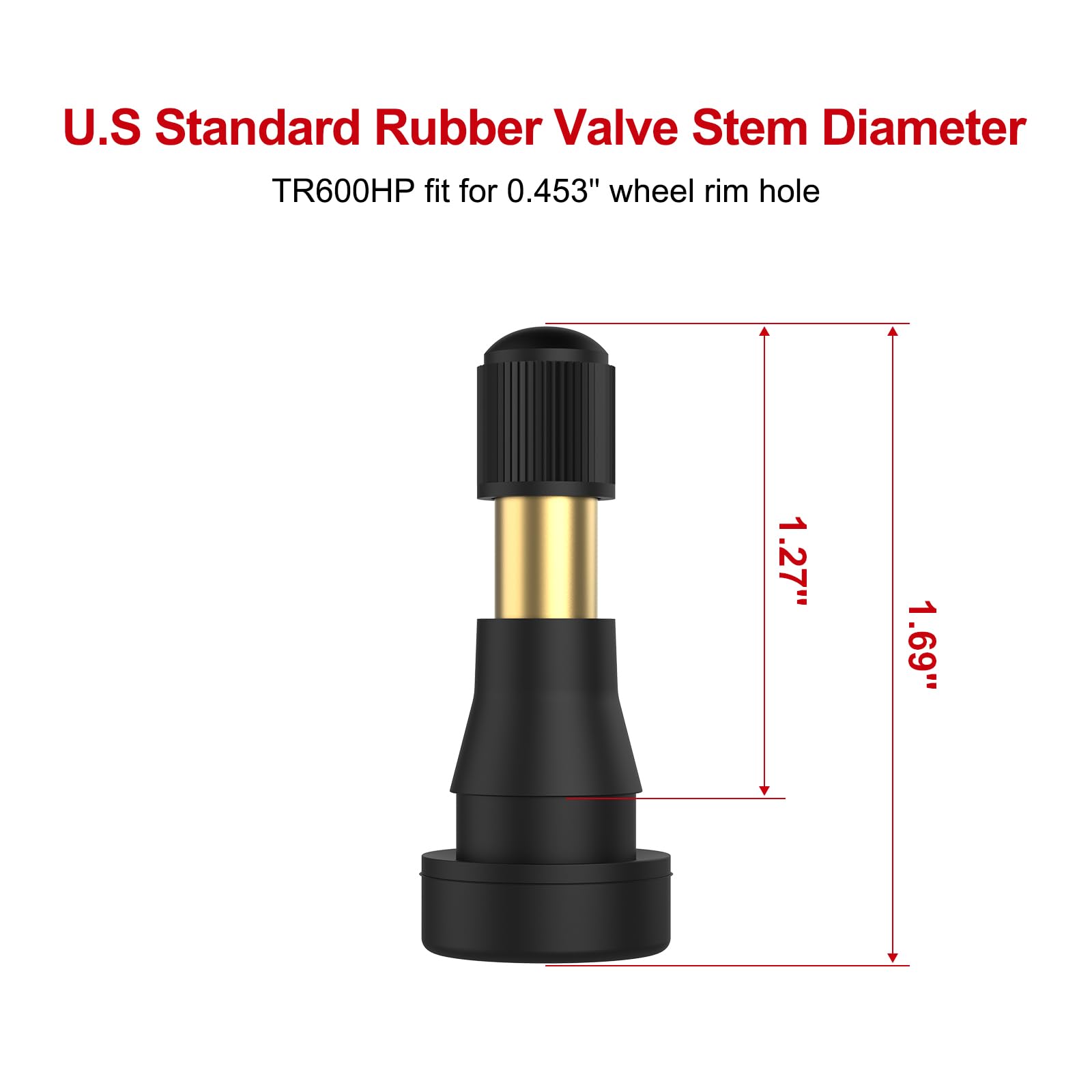 Sunsoul Tr600Hp High Pressure Brass Stem Epdm Rubber Snap-In Tire Valves, Fit For 0.453 Inch 11.5Mm Rim Holes And For Most Of Pi