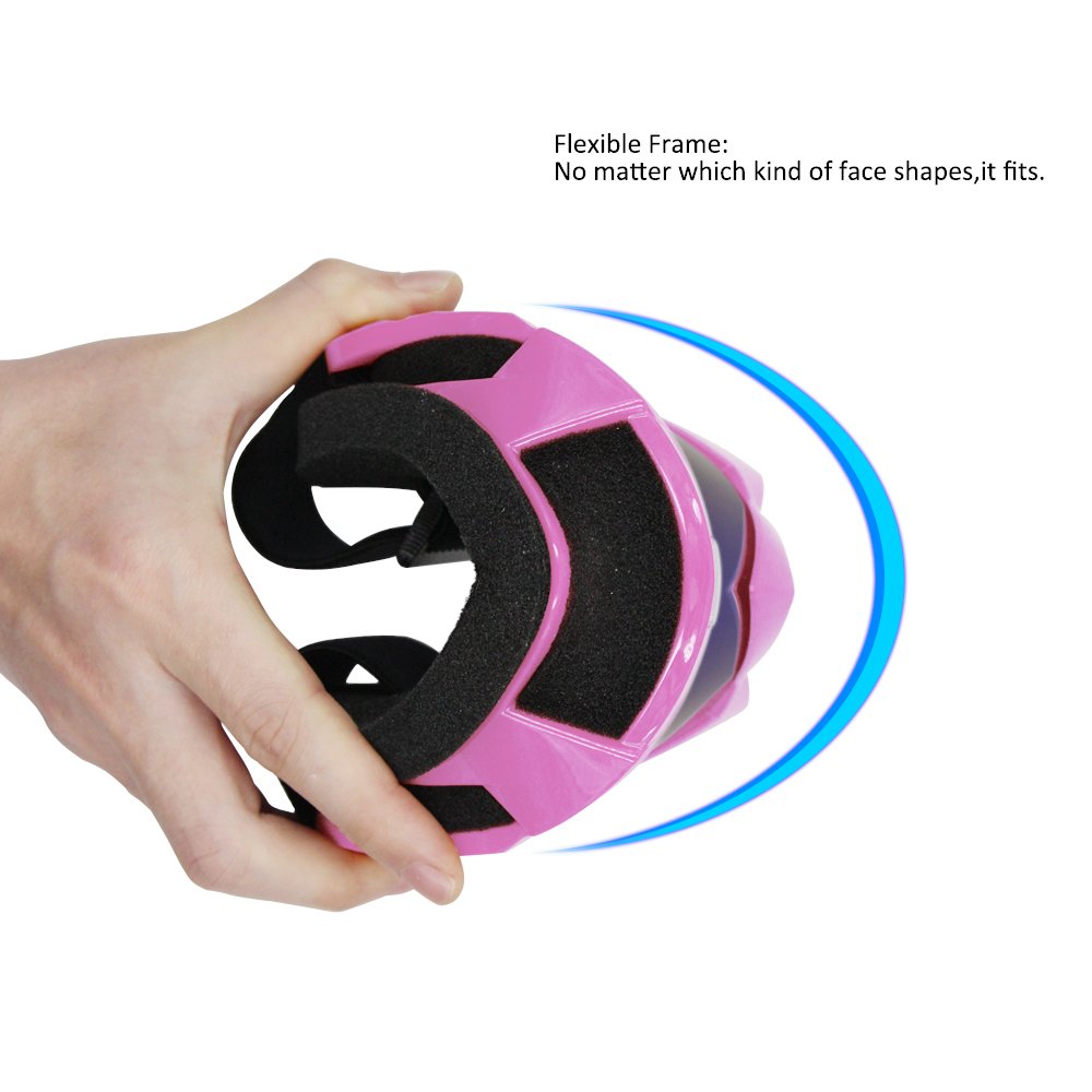 4-Fq Pink Motorcycle Goggles - Windproof, Dustproof, Anti-Scratch, Protective Powersport Goggles For Motocross, Dirt Bike, Atv,