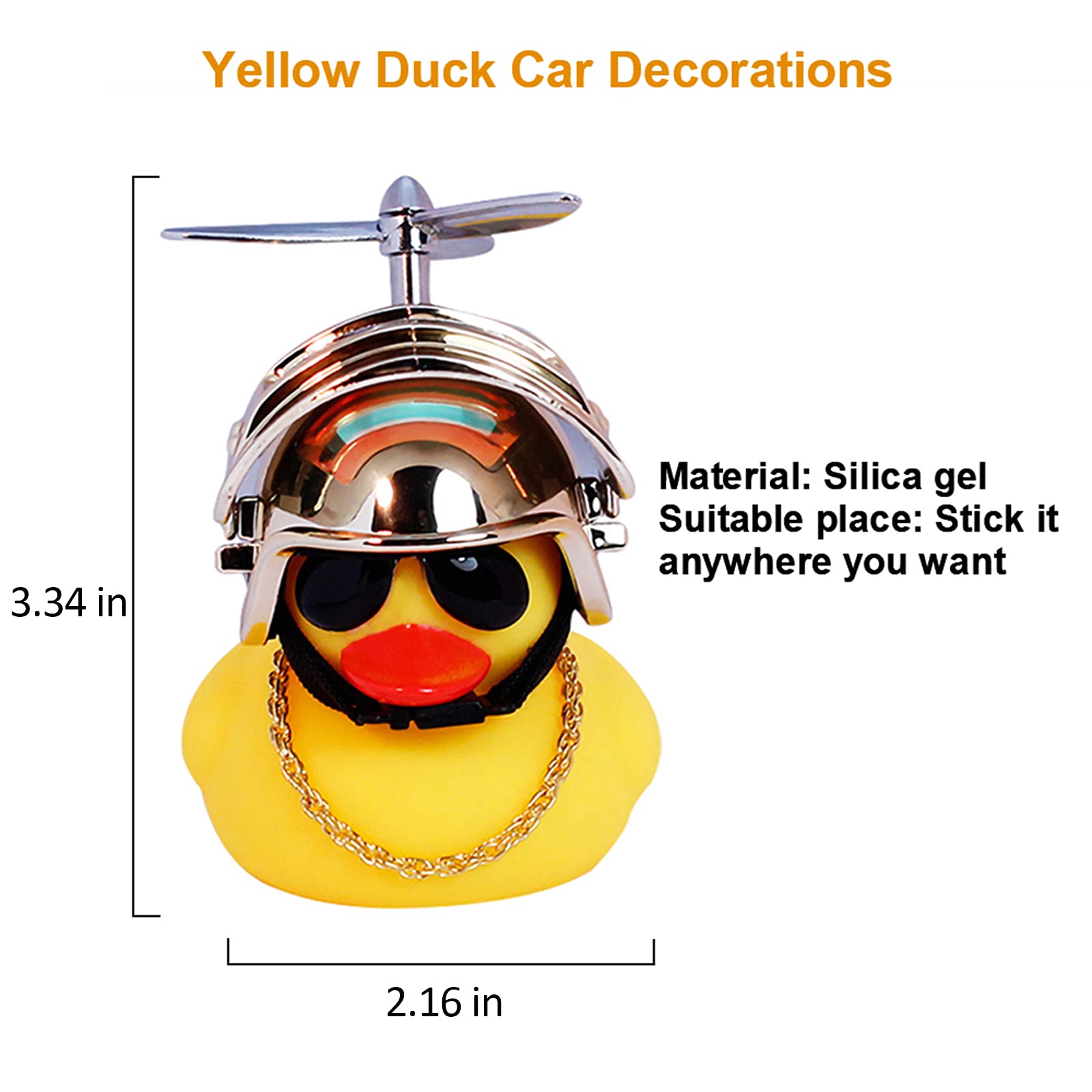 wonuu Rubber Duck Car Ornaments Yellow Duck Car Dashboard Decorations with Propeller Helmet