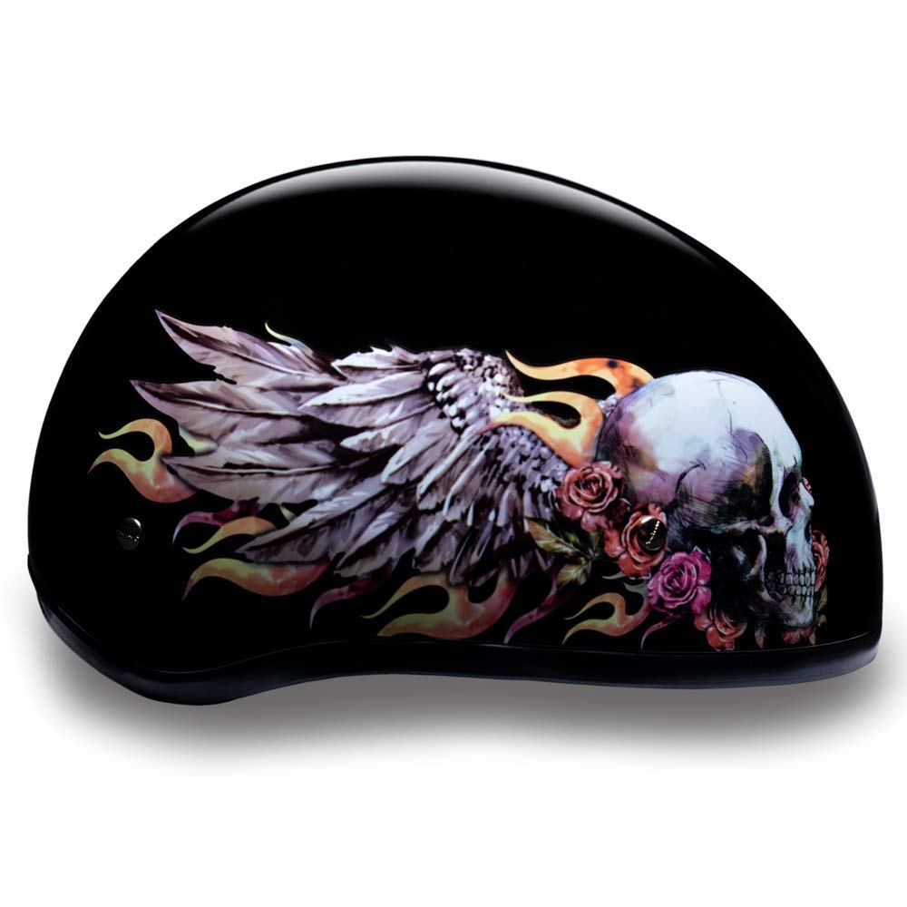 Daytona Helmets Motorcycle Half Helmet Skull Cap- Skull Wings 100% Dot Approved