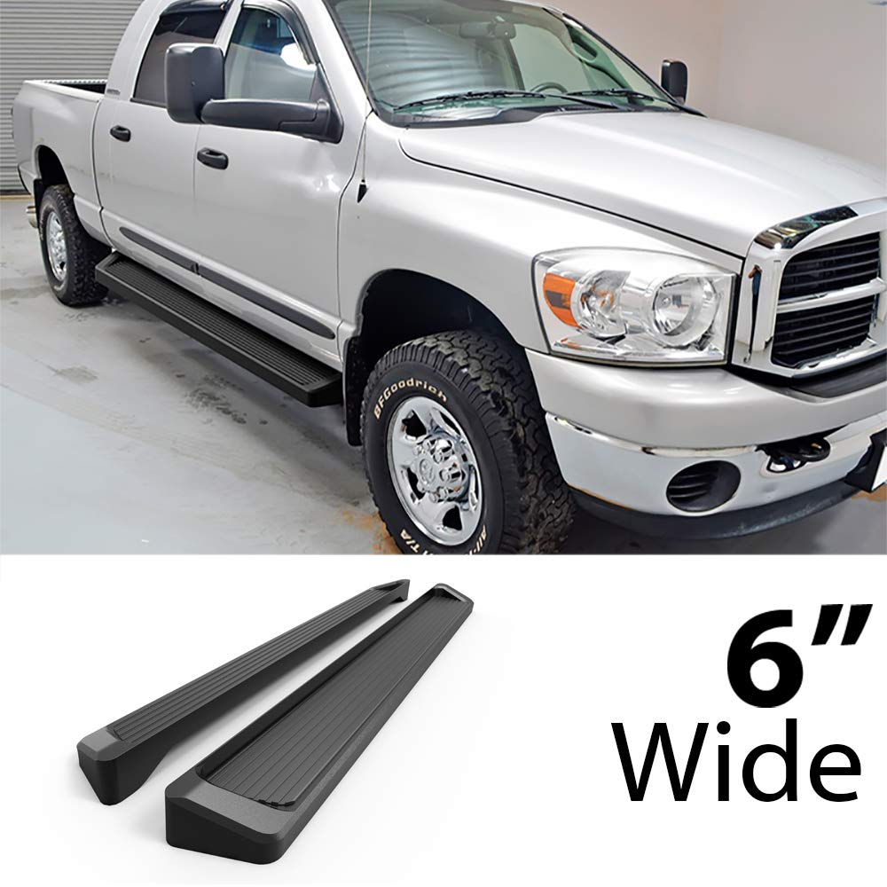 Aps Black Running Boards Style Compatible With Ram 1500 2009-2018 Crew Cab & Ram 2500 3500 2010-2024 (Nerf Bars Side Steps Side Bars)
