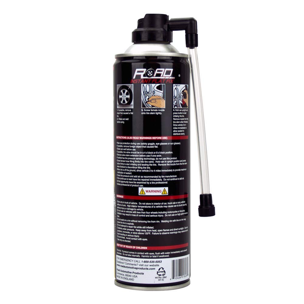 Road Instant Fixes Flat Tire Easy Hose Tire Inflator Air Filler Sealant 16Oz (1 Pack)