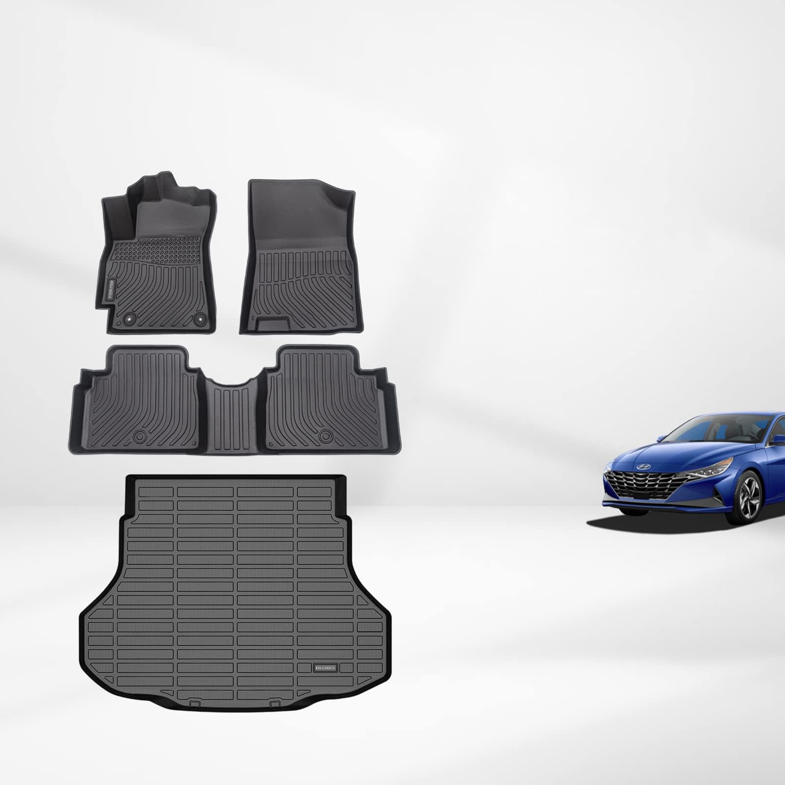 Kelcseecs Floor Mats & Cargo Liner Custom For Elantra & Elantra N 2021-2025,All Weather Protection Tpe Floor Liners Front& Rear