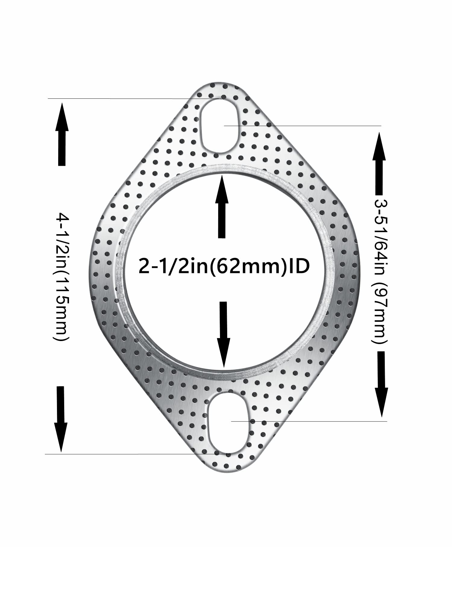 Strongthium 2.5“ Exhaust Gasket 2 Bolt For 2.5 Inch Muffler Flange Manifold 120-06310-0002 High Temperature 2X