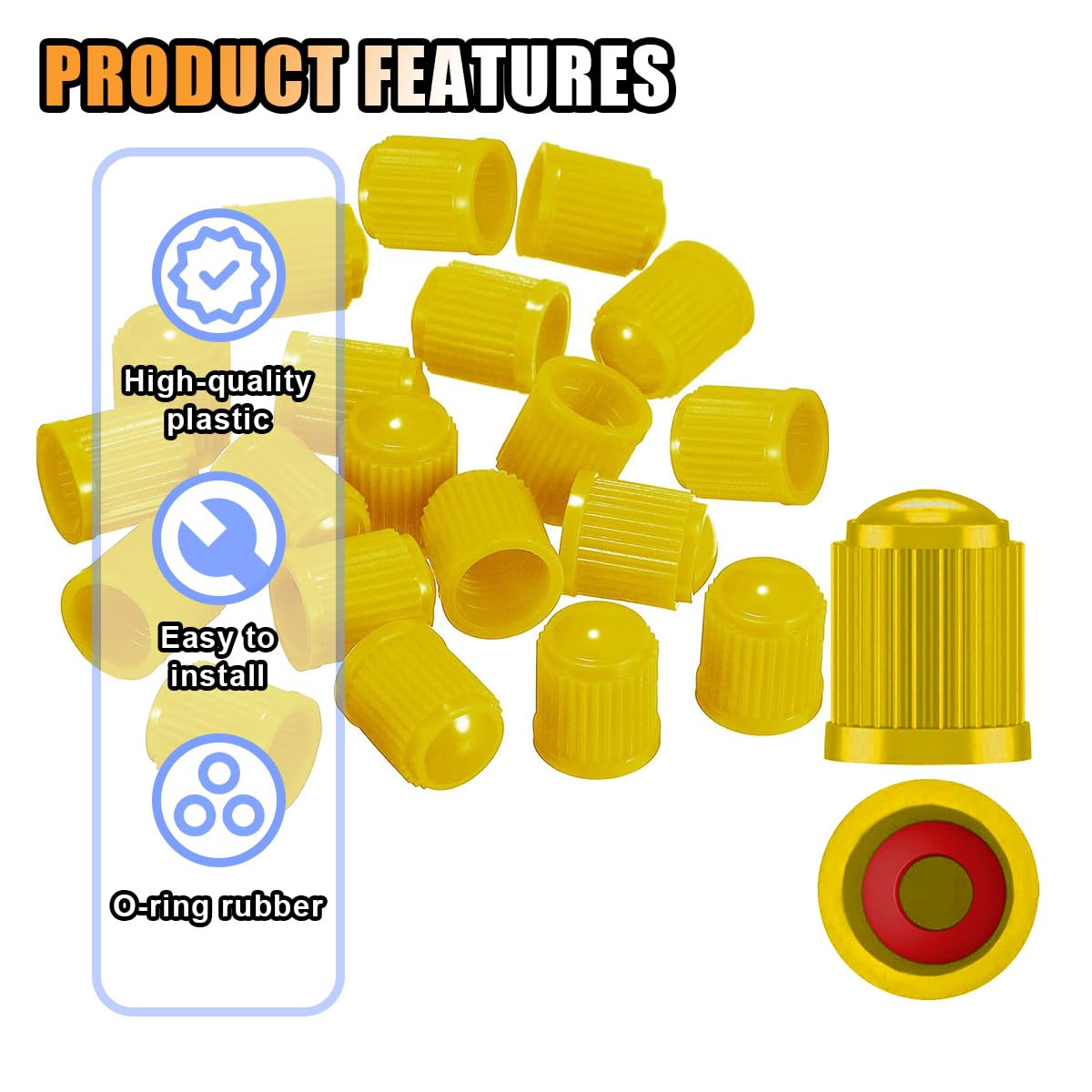 20PCS Tire Valve Stem Caps, Tire Valve Dust Caps Air Caps Cover with O Rubber Seal, Corrosion Resistant Auto Accessories Univers