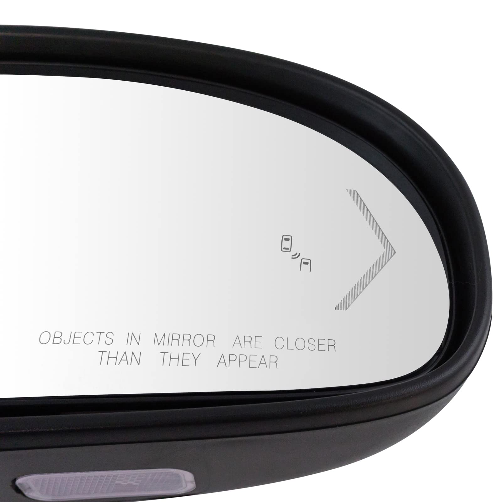 Trq Right Mirror With Heat Power Folding With Blind Spot Indicator With Chrome Cover Passenger Side Compatible With 09-14 Cadill