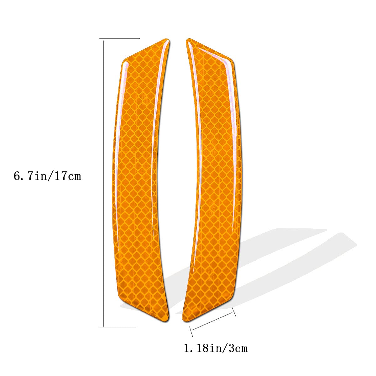 Muekzru 2PCS Car Reflective Trim Stickers, Orange Epoxy Resin Reflector for SUV, Truck Wheel Well & Bumper Protection, Model FGT-BT