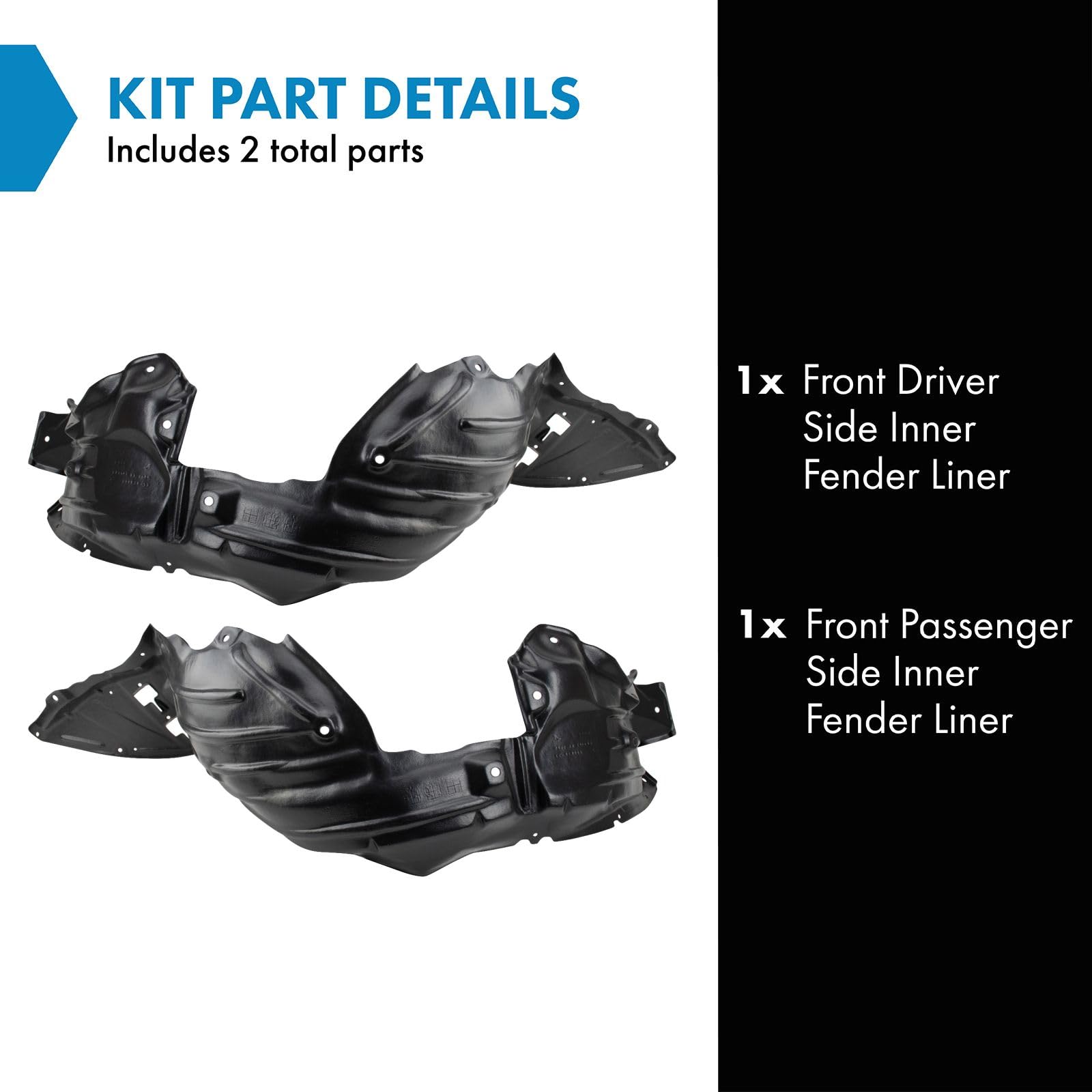 Trq Front Inner Fender Liner Set Compatible With 2014-2018 Mazda 3 Ma1248145 Ma1249145