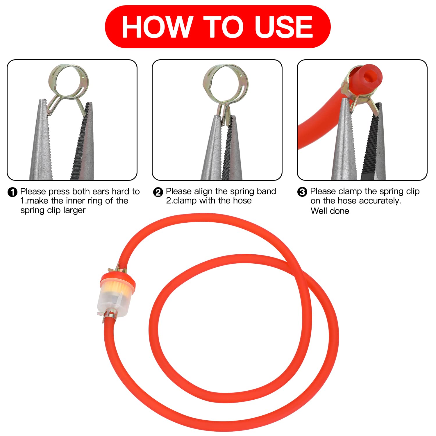 Grehua Gas Fuel Filter Hose Tube Line Compatible With Gy6 50Cc 90Cc 150Cc 139Qmb 157Qmj Taotao Ssr Apollo 110 125 Scooter Atv Xr50 Crf50 Roketa Kazuma Dirt Pocket Bike Go Kart Dune Buggy Parts Red