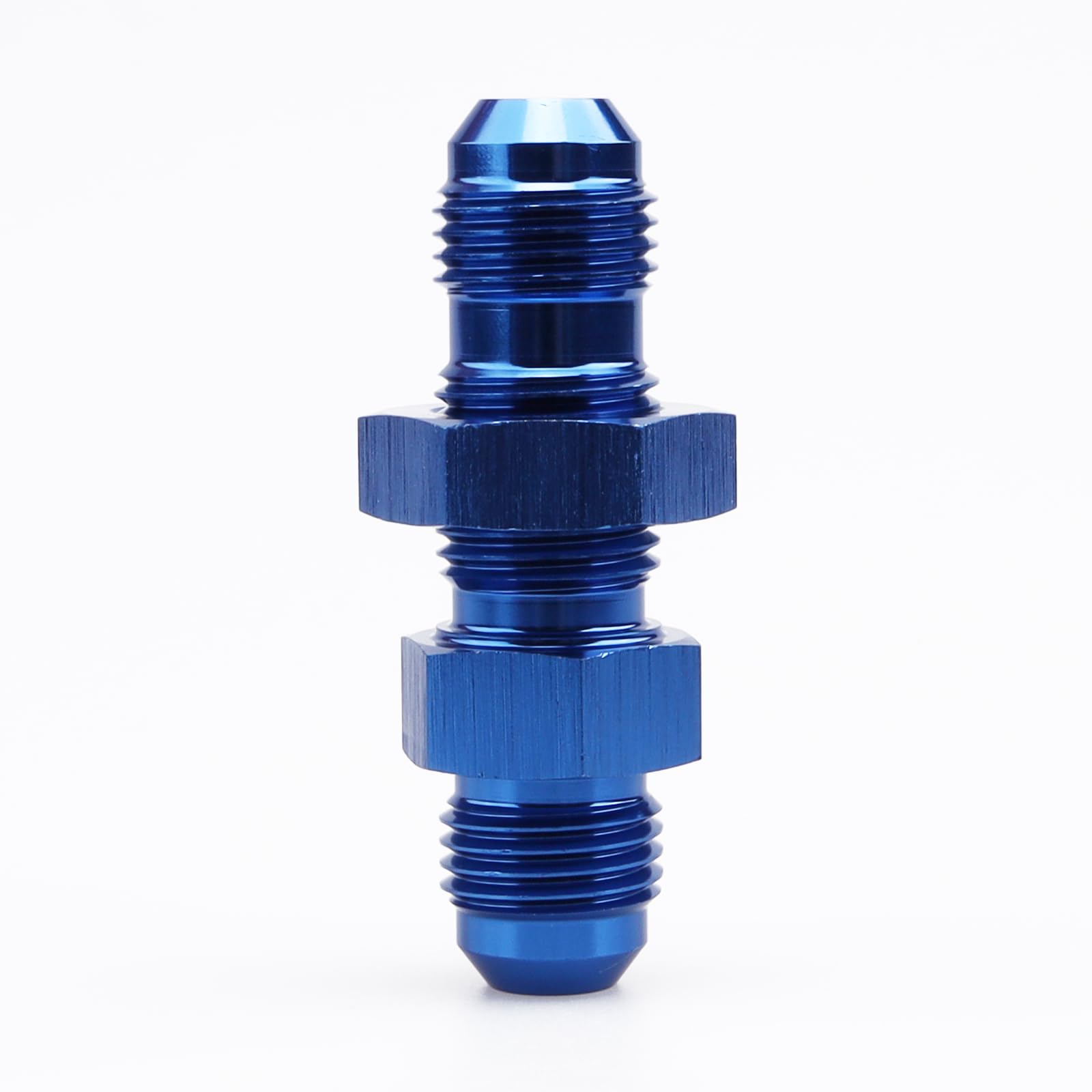 AC PERFORMANCE -6 AN Male Flare Straight Bulkhead Fitting Adapter Aluminum Blue with AN6 Nut