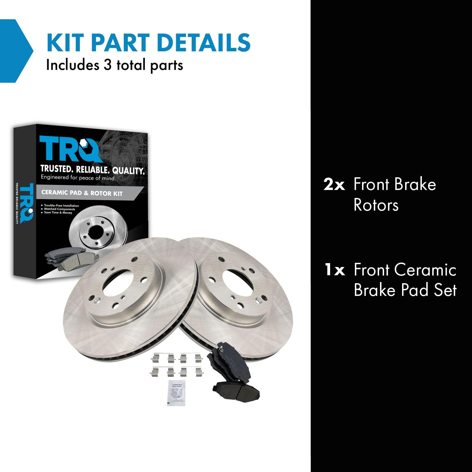 Trq Front Brake Pad & Rotor Kit Brake Pads Brake Rotor Ceramic Compatible With 2016-2018 Honda Civic