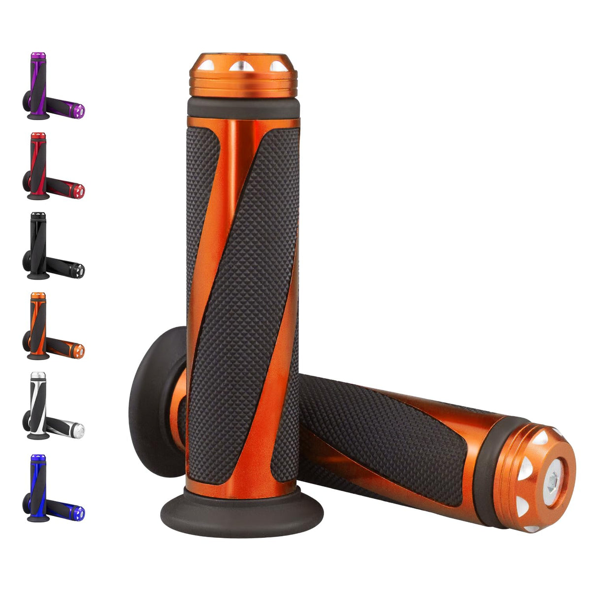amavoler Universal Motorcycle Handlebar Grips Fits for Motorcycles with 7/8'' Left Grip and 1'' Right (Orange)