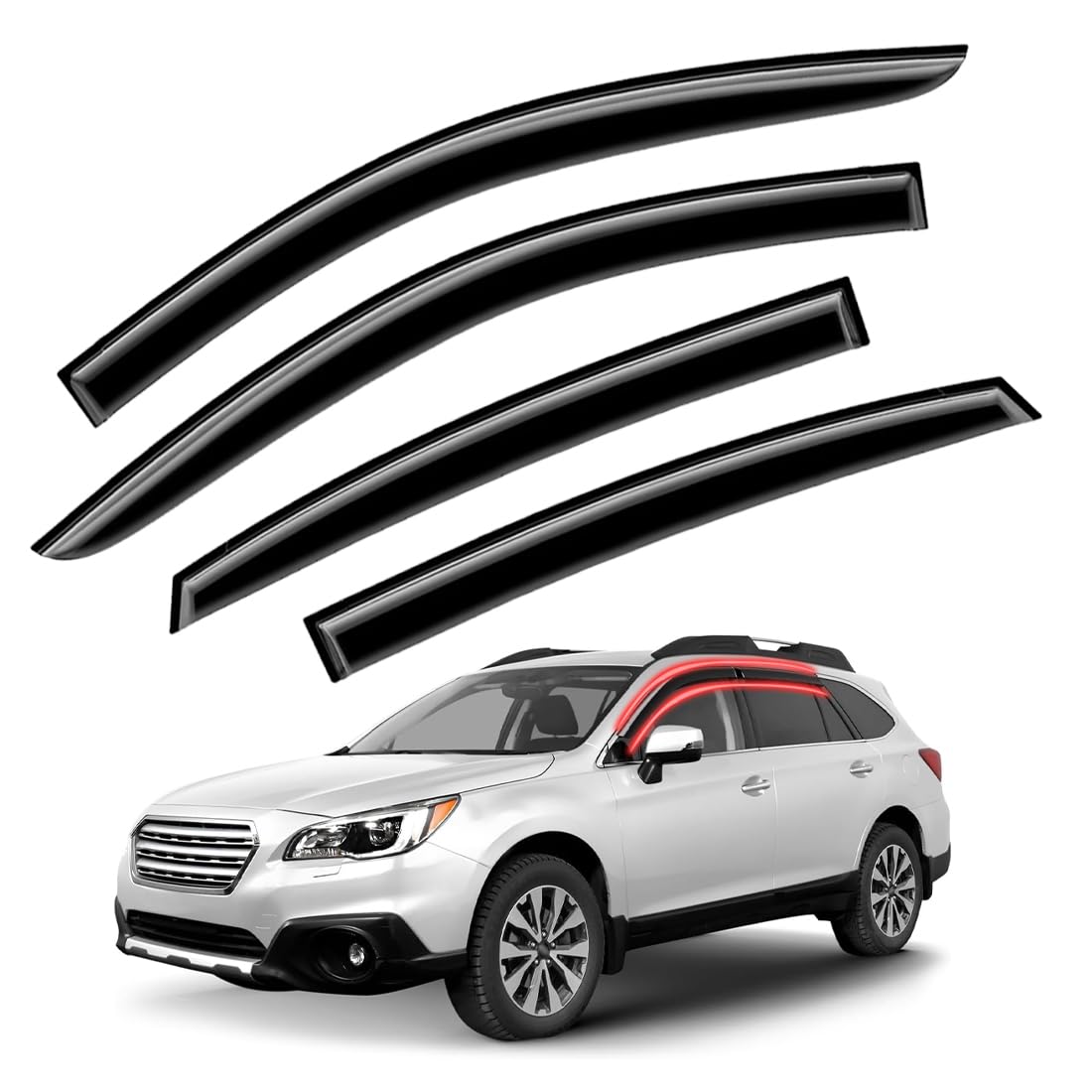 Window Visors Rain Guards for Car Windows with Fit for 2020-2022 Subaru Outback, 4pcs Front and Rear Sun/Rain Guards, Smoke Wind