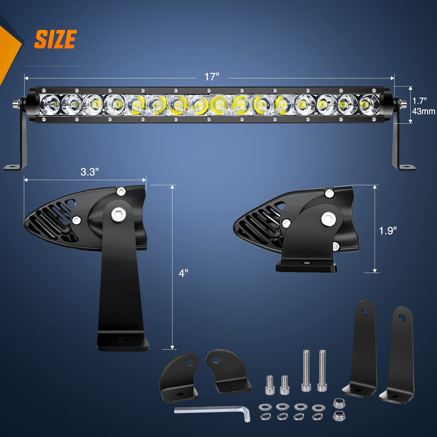 Nilight - 40004C-A Led Light Bar 21Inch 100W Spot & Flood Combo Single Row 9000Lm Off Road 3D Led Fog & Driving Light Roof Bumpe