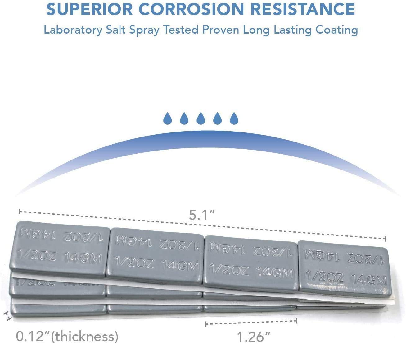 Ckauto 1/2Oz, 0.5Oz, Ultra Slim Low Profile, Grey, Adhesive Stick On Wheel Weights, 12 Oz/ 0.75 Lb/Box, Oem Quality, (24Pcs)