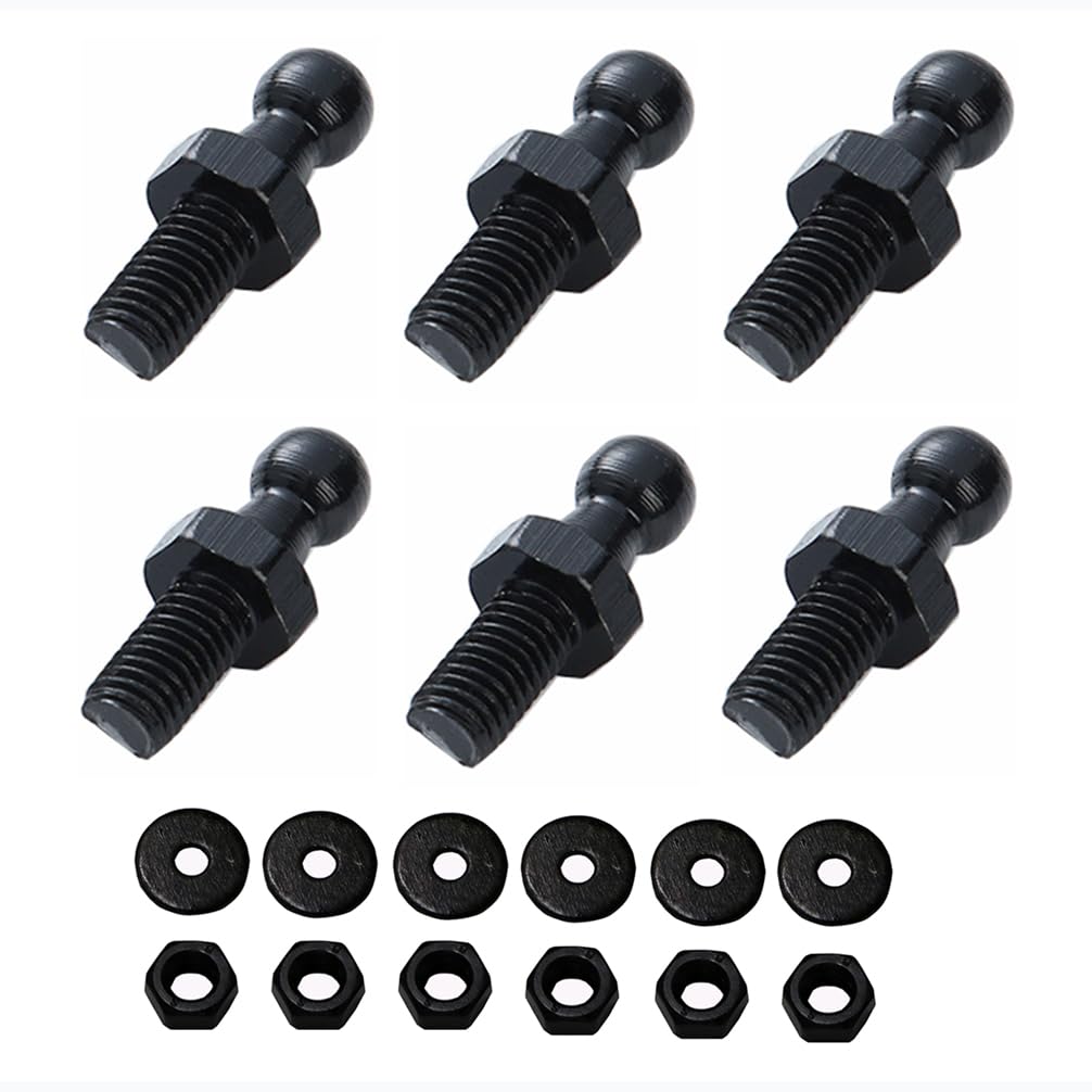 TOOMYAUTO 10mm Ball Studs with Hardware, M8 Ball Screws 5/16-18 Thread x 1/2'' Long Shank for Gas Struts Lift Support Strut Fitt