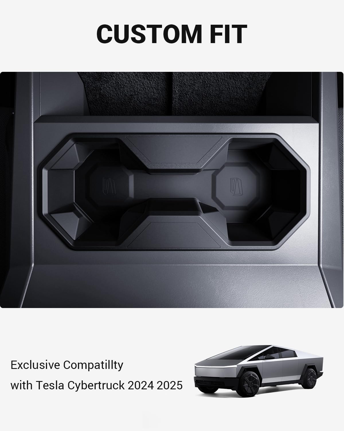 Motrobe 2024 2025 Tesla Cybertruck Center Console Cup Holder Insert [Seamless Fit For Console] Silicone Drink Organizer Holder F