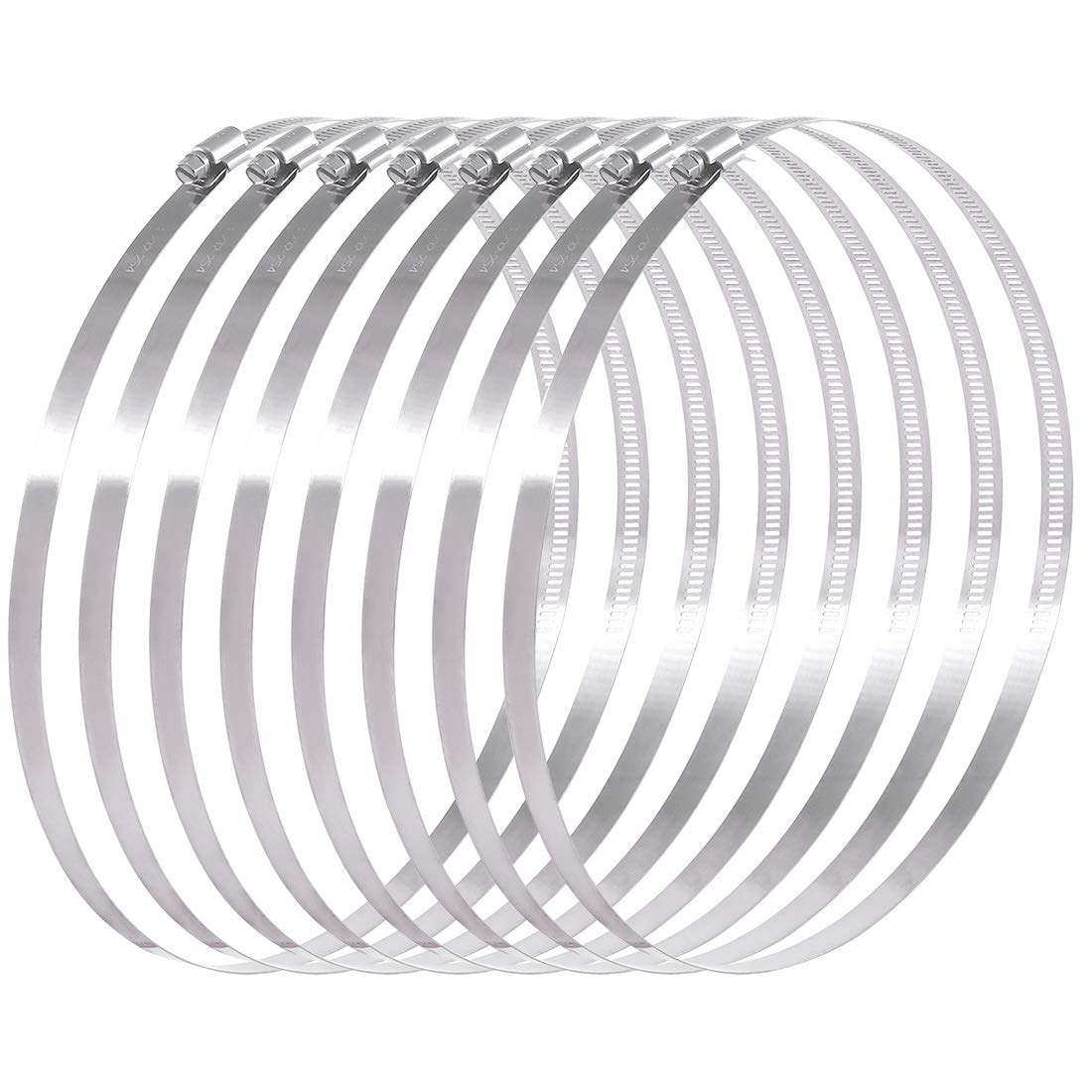 Swpeet 8Pcs 9-10inch (232-254mm) Hose Clamp 304 Stainless Steel Adjustable Range Worm Gear Hose Clamp Fuel Line Clamp Perfect fo
