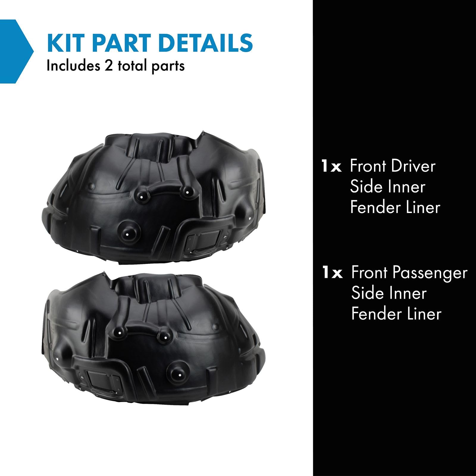 Trq Front Inner Fender Liner Set Compatible With 2013-2018 Ram 1500 2019 1500 Classic Ch1248188 Ch1249152