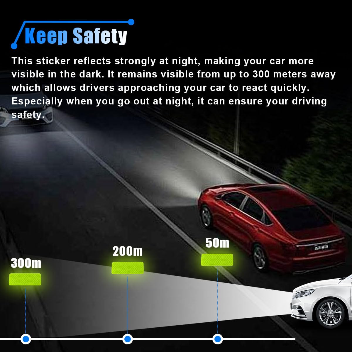 20PCS Car Safety Reflective Stickers, Waterproof Warning Reflective Tape, Night Visibility Reflective Strips for Trailers, Motor