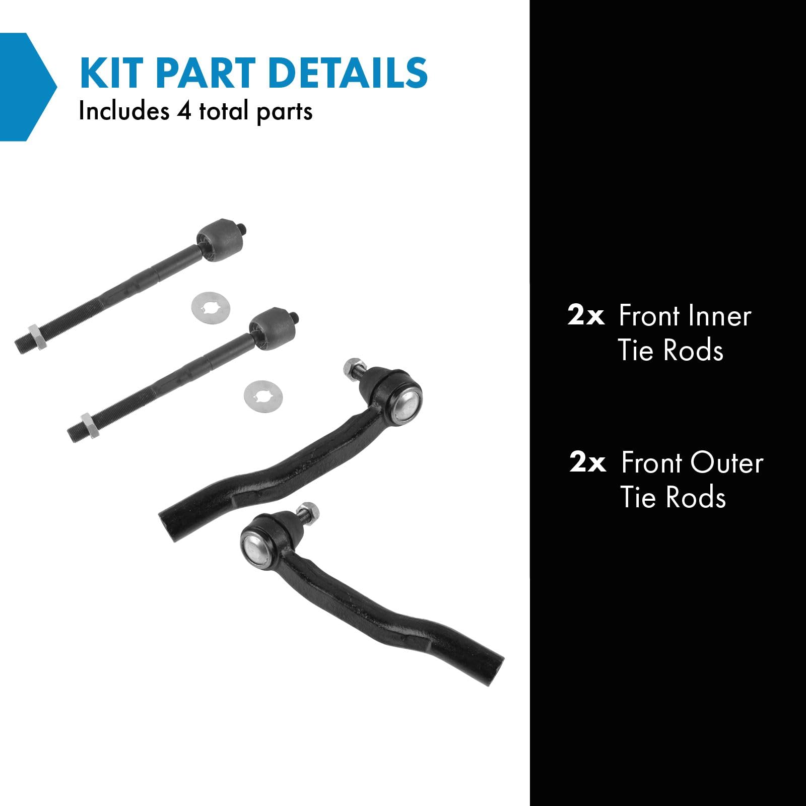 Trq Front Tie Rod Set Compatible With 2004-2010 Toyota Sienna