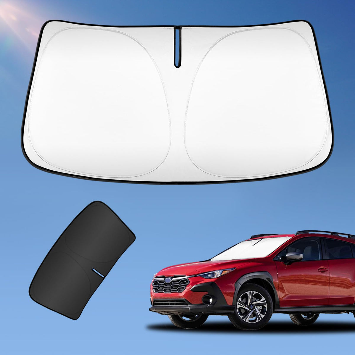 Sun Shade Sunshade For Subaru Crosstrek 2023 2024 2025 Windshield Cover, 2-Layers Sun Shield 240T Silver Coating Sun Visor Cross