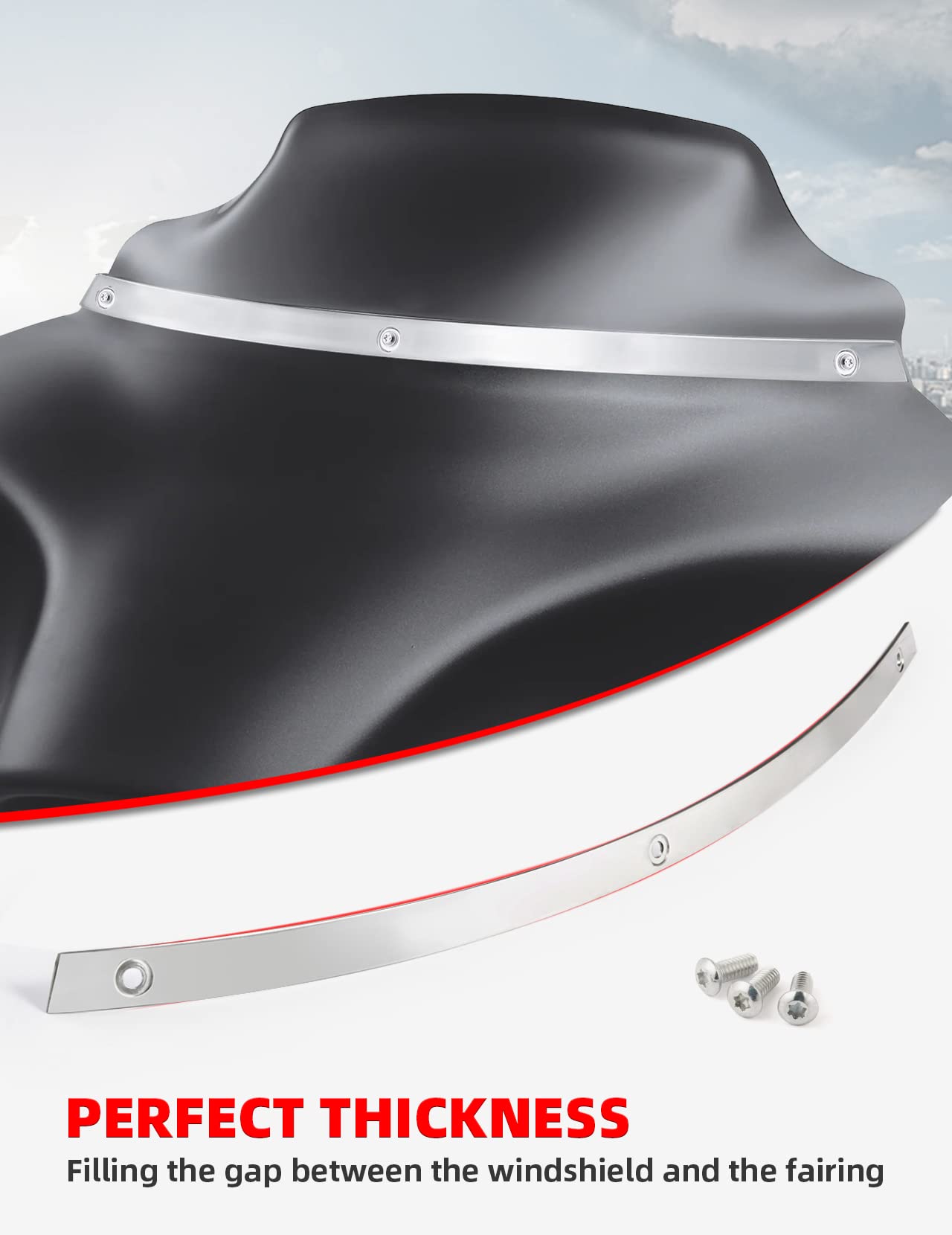 Amazicha Polished Windshield Trim Chrome Compatible For Harley Davidson Touring Street Glide Electra Glide Ultra Limited Tri Glide 1996-2013