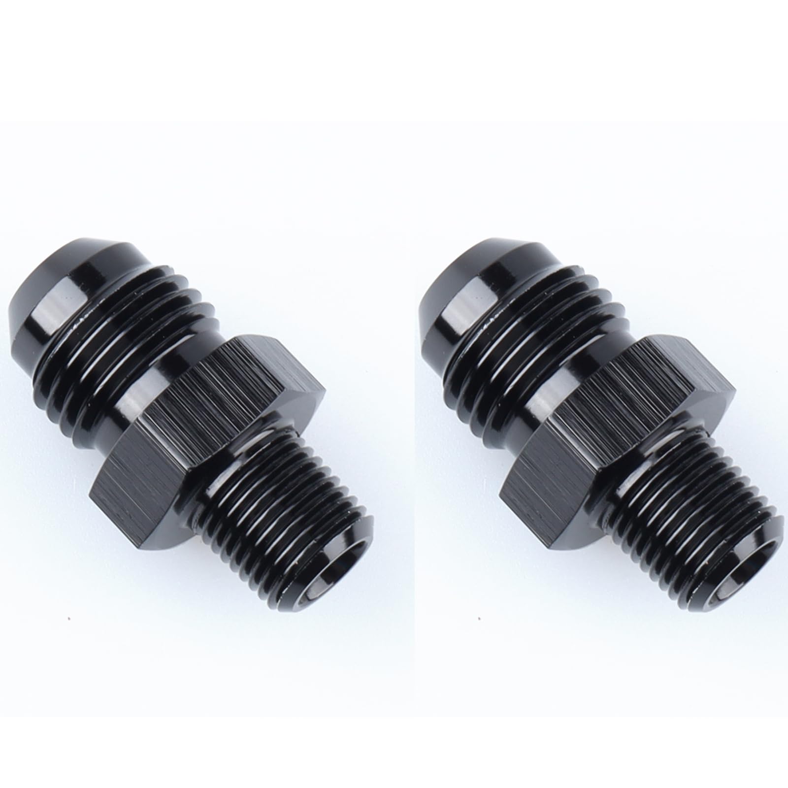 Ac Performance Male 1/8'' Npt To -6 An Flare Adapter Straight Aluminum Black, Pack Of 2