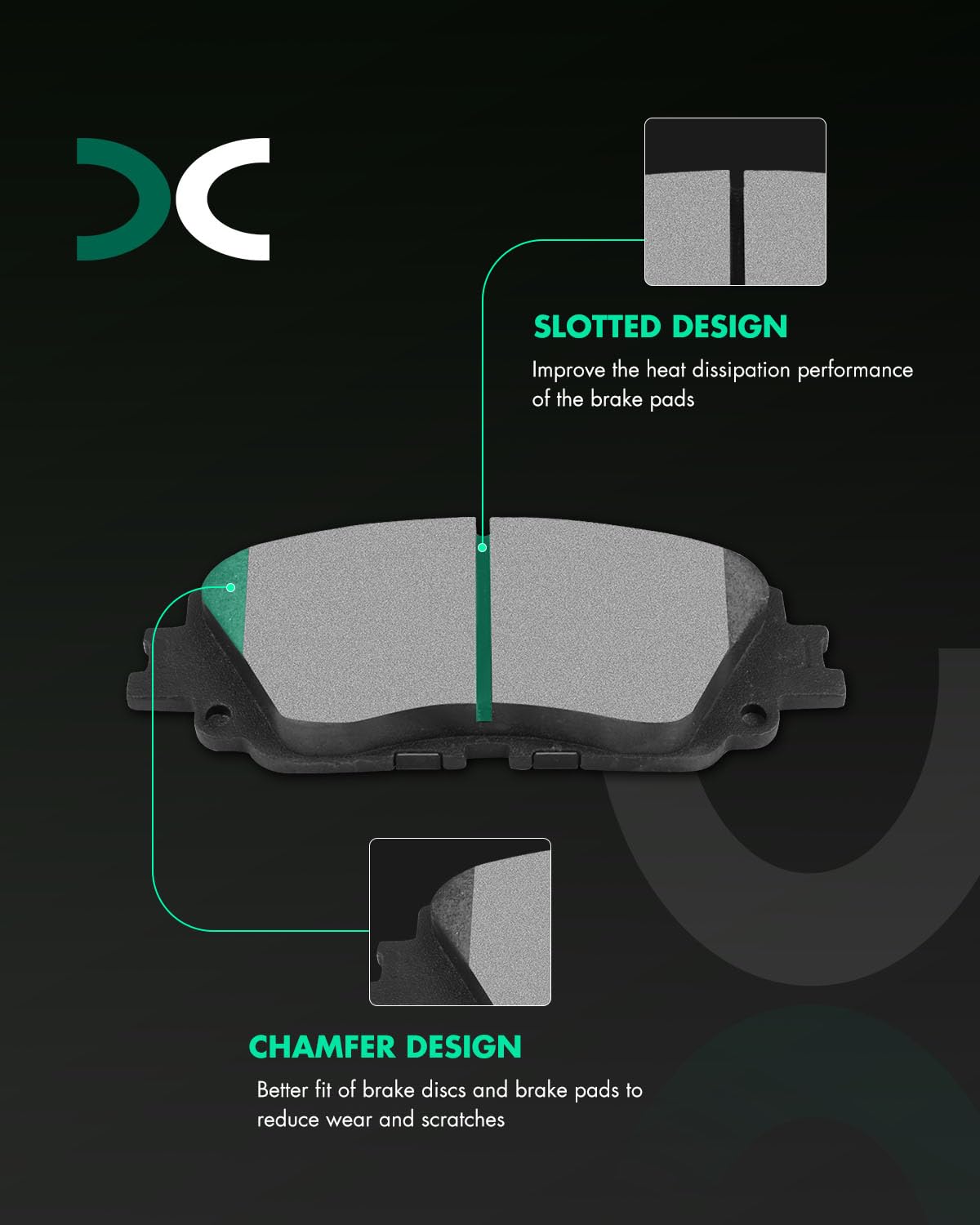 Scitoo Front Disc Brake Pad Set 4Pcs W/Hardware Fit For Lexus For Es250/For Es300H/For Es350/For Ux250H, For Toyota For Avalon/F