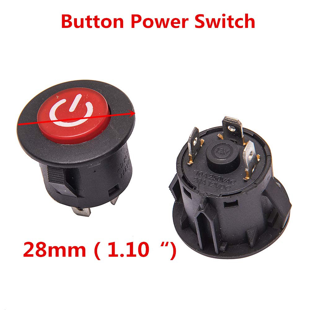 Jiaruixin Power Switch Button Start Switch Replacement Accessory, For 20A 12Vdc Applicable With Children'S Electric Ride-On Vehicles