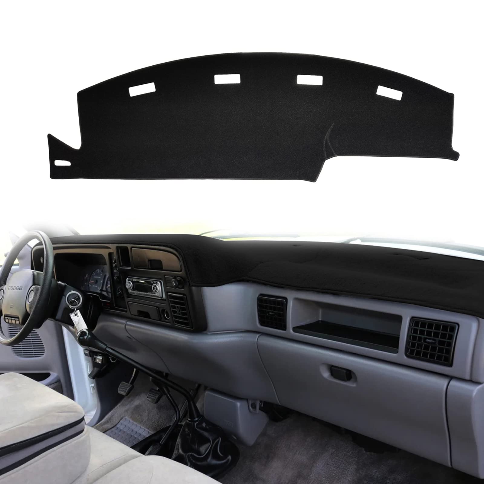 Hanlanka Dashboard Cover Dash Cover Mat Pad Compatible With Dodge Ram 1500 2500 3500 1994 1995 1996 1997 (Ram 94-97, Black)